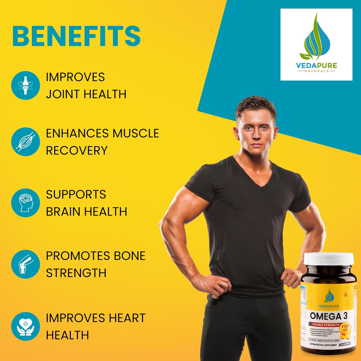 Vedapure Omega-3 Fish Oil Softgels, 60 Count