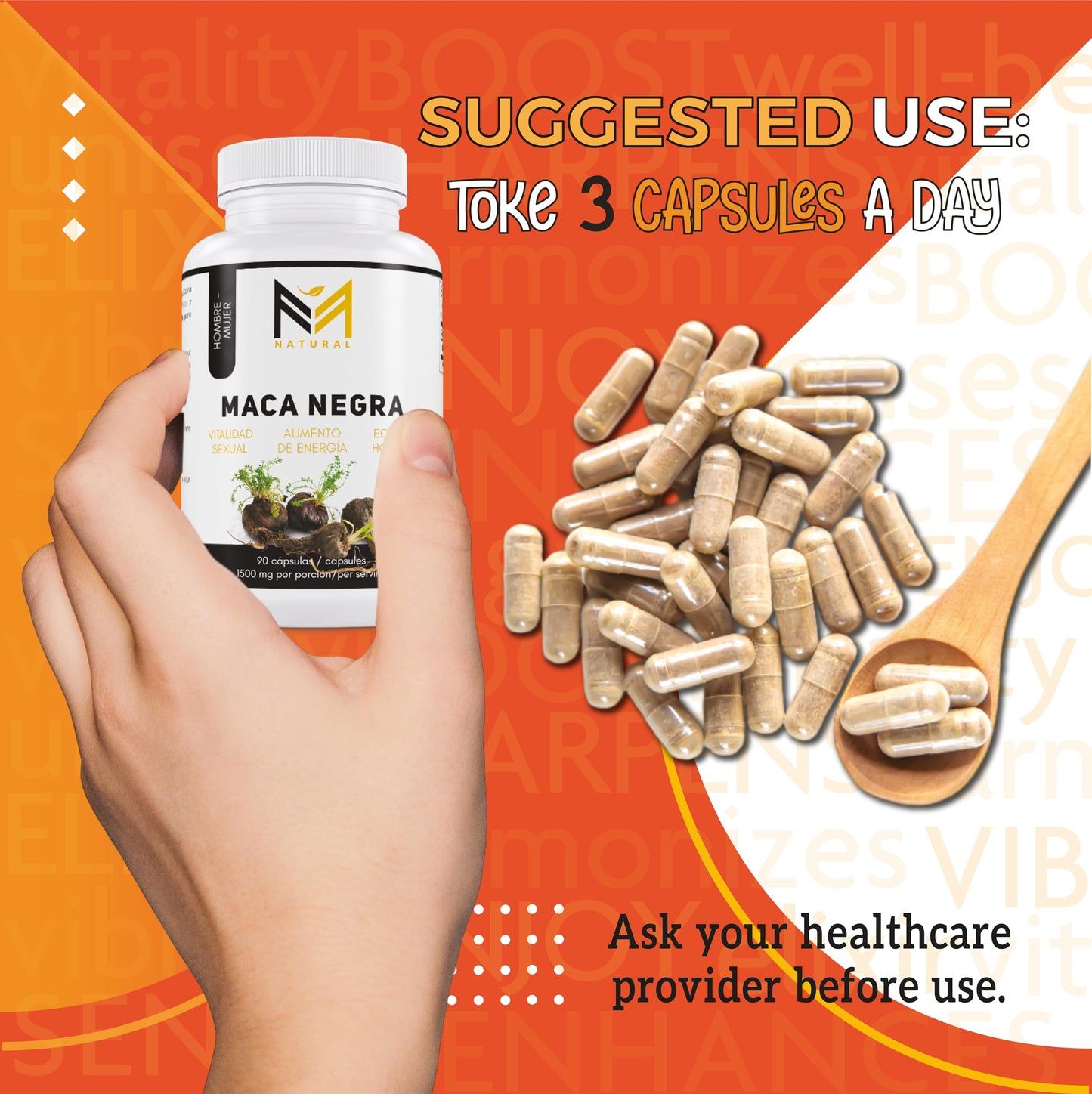 M NATURAL Maca Negra Capsule 90 Count
