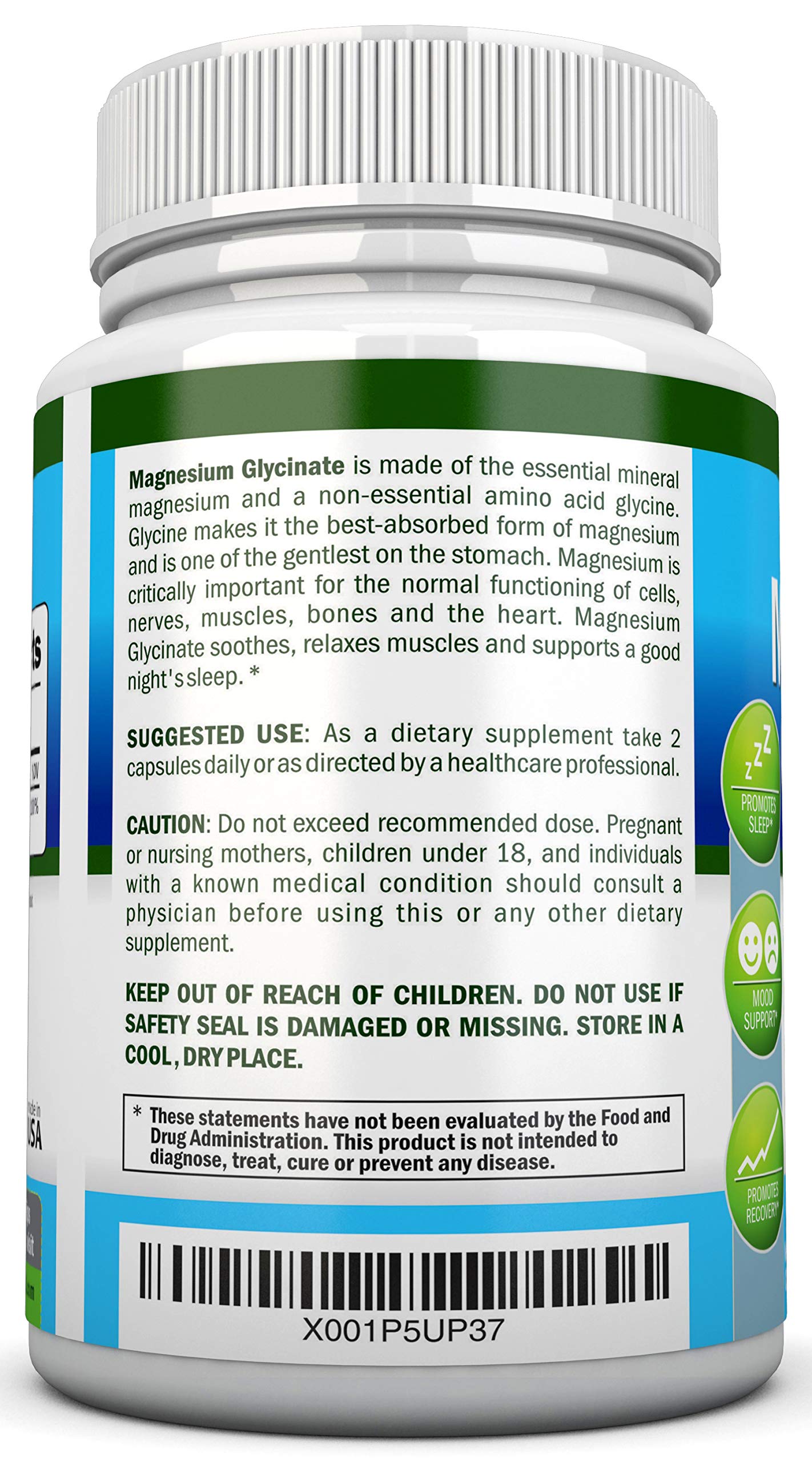 NutriONN Magnesium Glycinate 1600 mg Capsules 180 Count