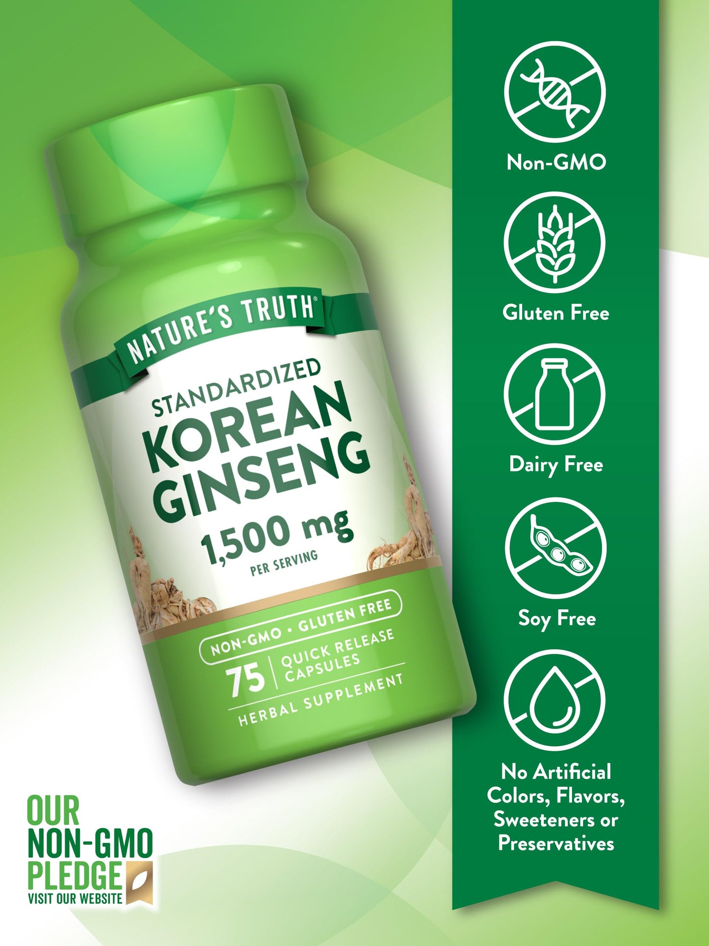 Nature's Truth Korean Ginseng Capsules 75 Count