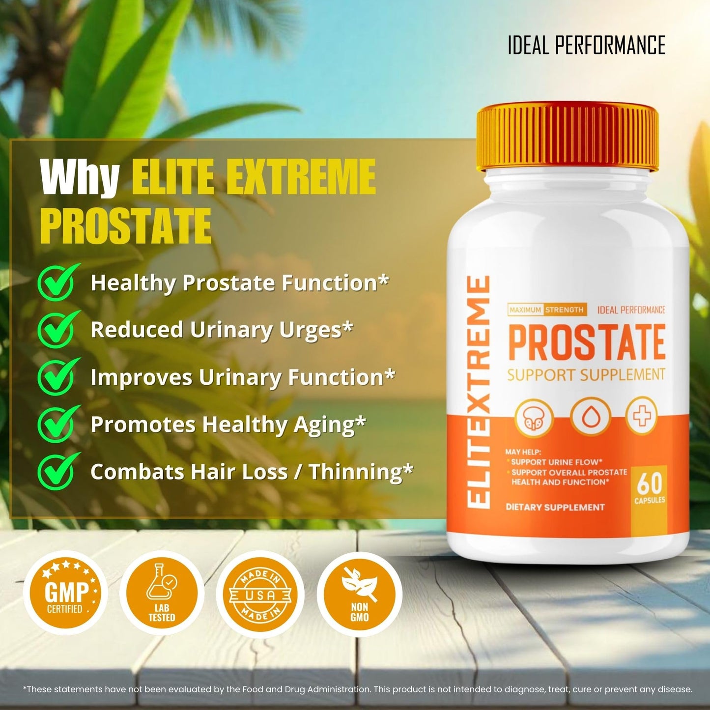 IDEAL PERFORMANCE Elite Extreme Prostate Capsules, 60 Count