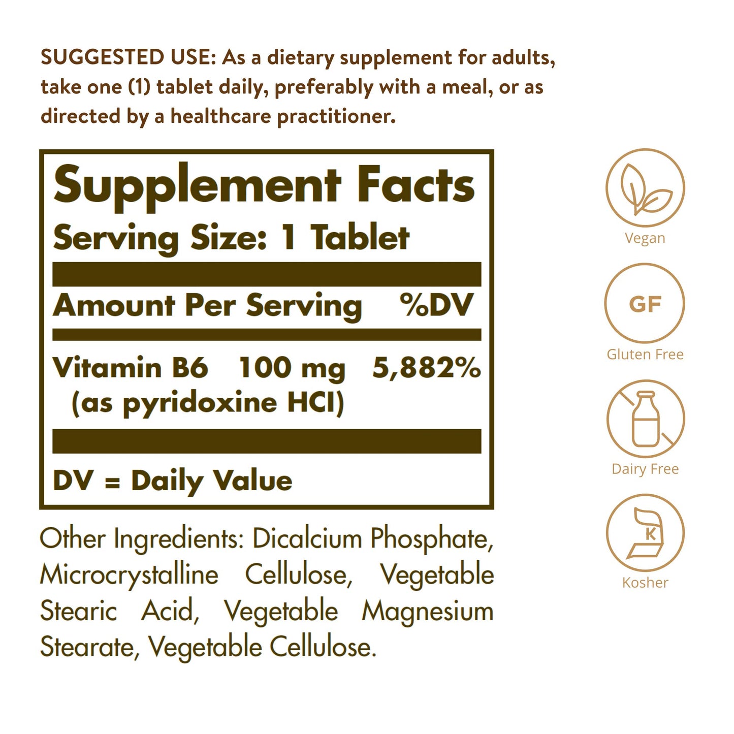 Solgar Vitamin B-6 100mg Tablet 100 Tablets