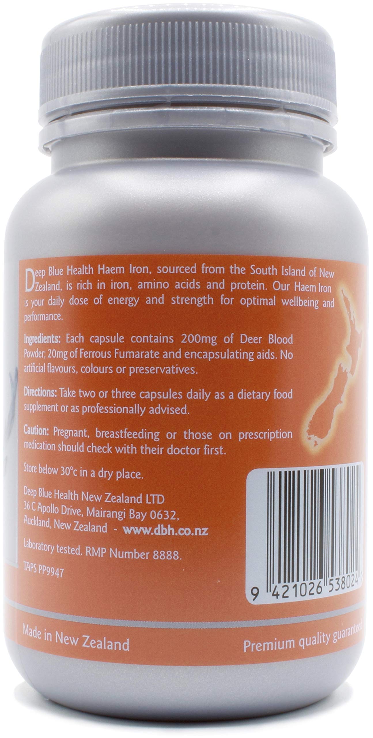 Deep Blue Health New Zealand Heme Iron Supplement Soft Gel Capsules 90 Count