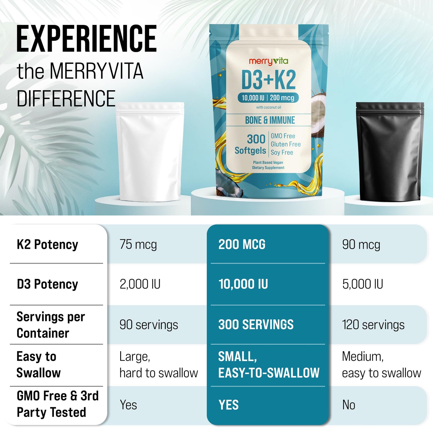 MERRY VITA Vitamin D3 K2 Softgels 300