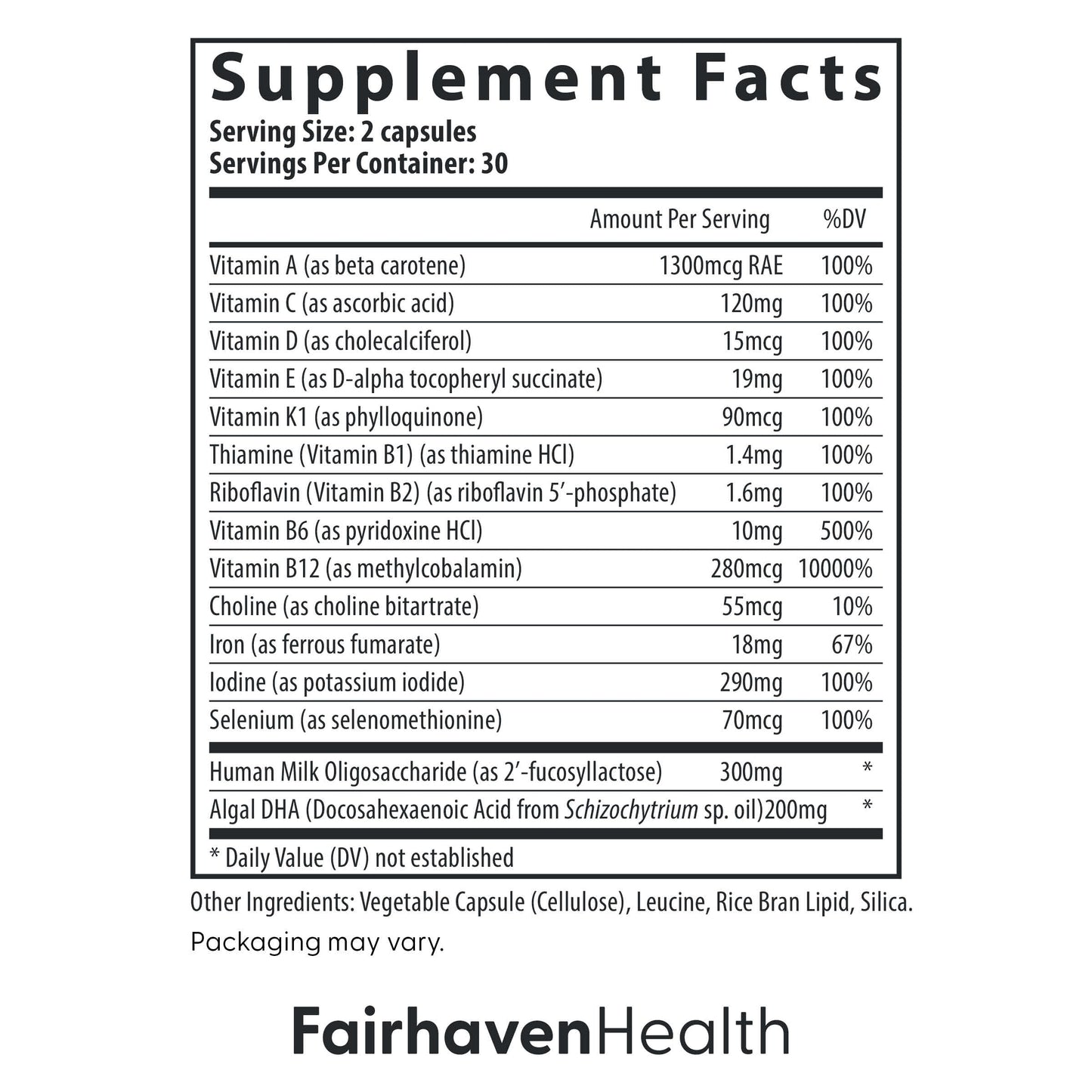 Fairhaven Health Postnatal Multivitamin Essentials Capsule, 60 Capsules