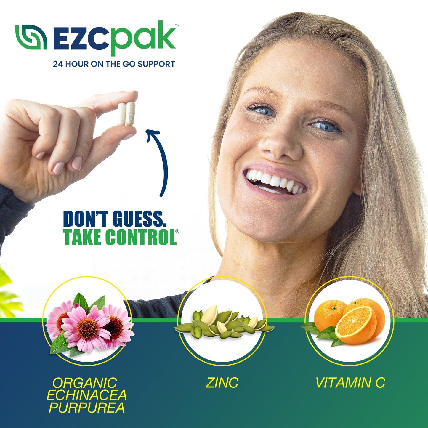 EZC Pak On The Go Immune System Booster with Echinacea Zinc Capsules, 6 Capsules