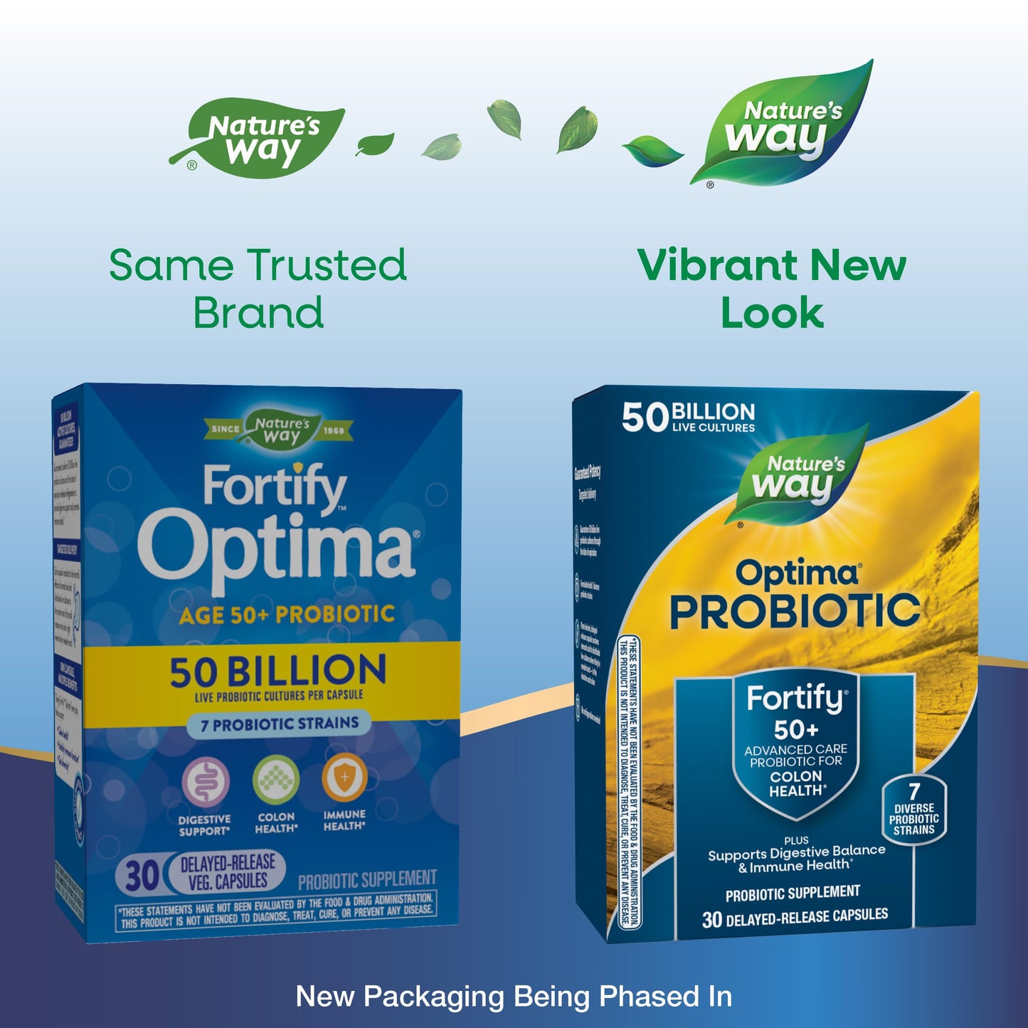 Nature's Way Fortify Optima Probiotic for Adults 50+, 50 Billion Live Cultures, Capsules, 30 Count