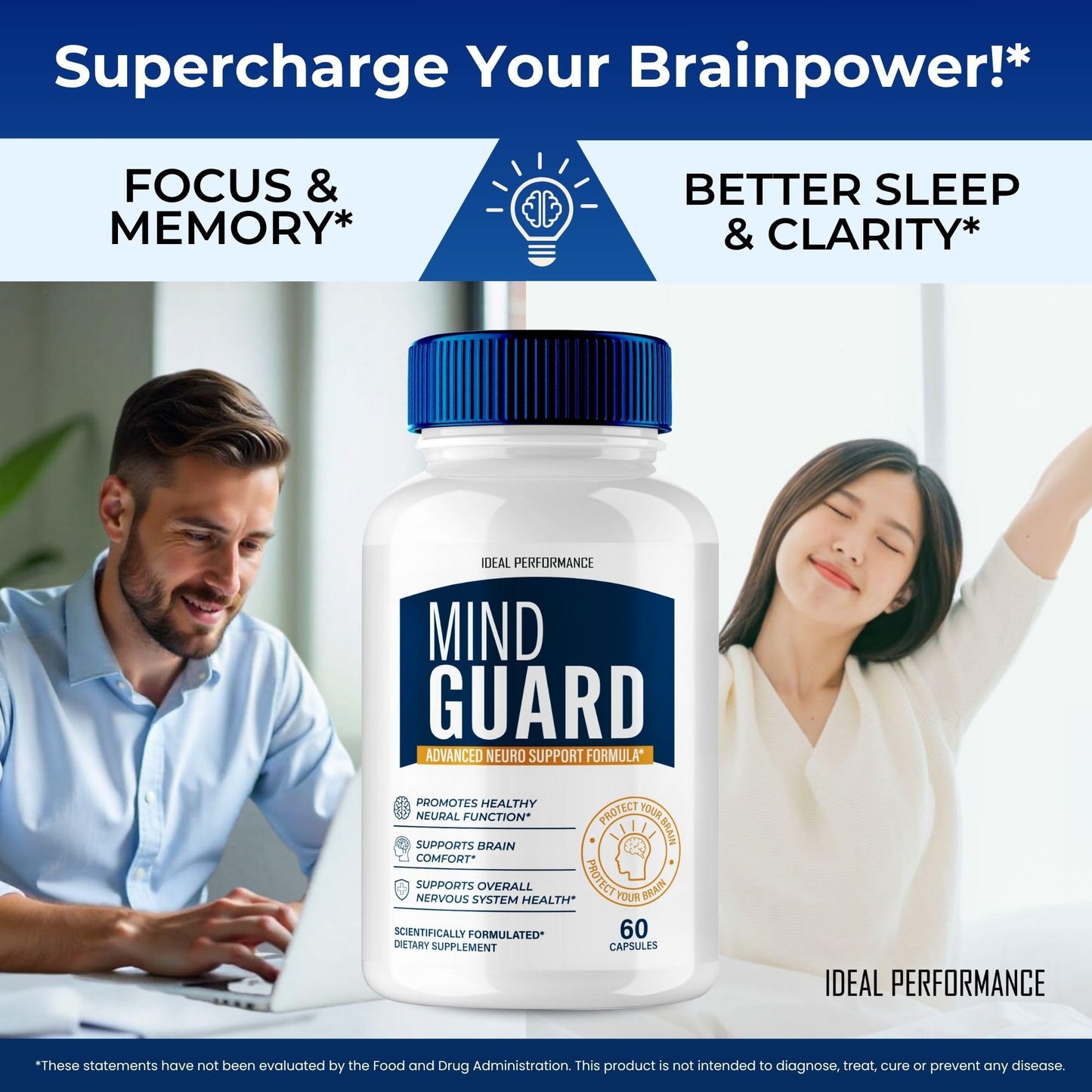 IDEAL PERFORMANCE Mind Guard Brain Supplement Capsules, 120 Capsules