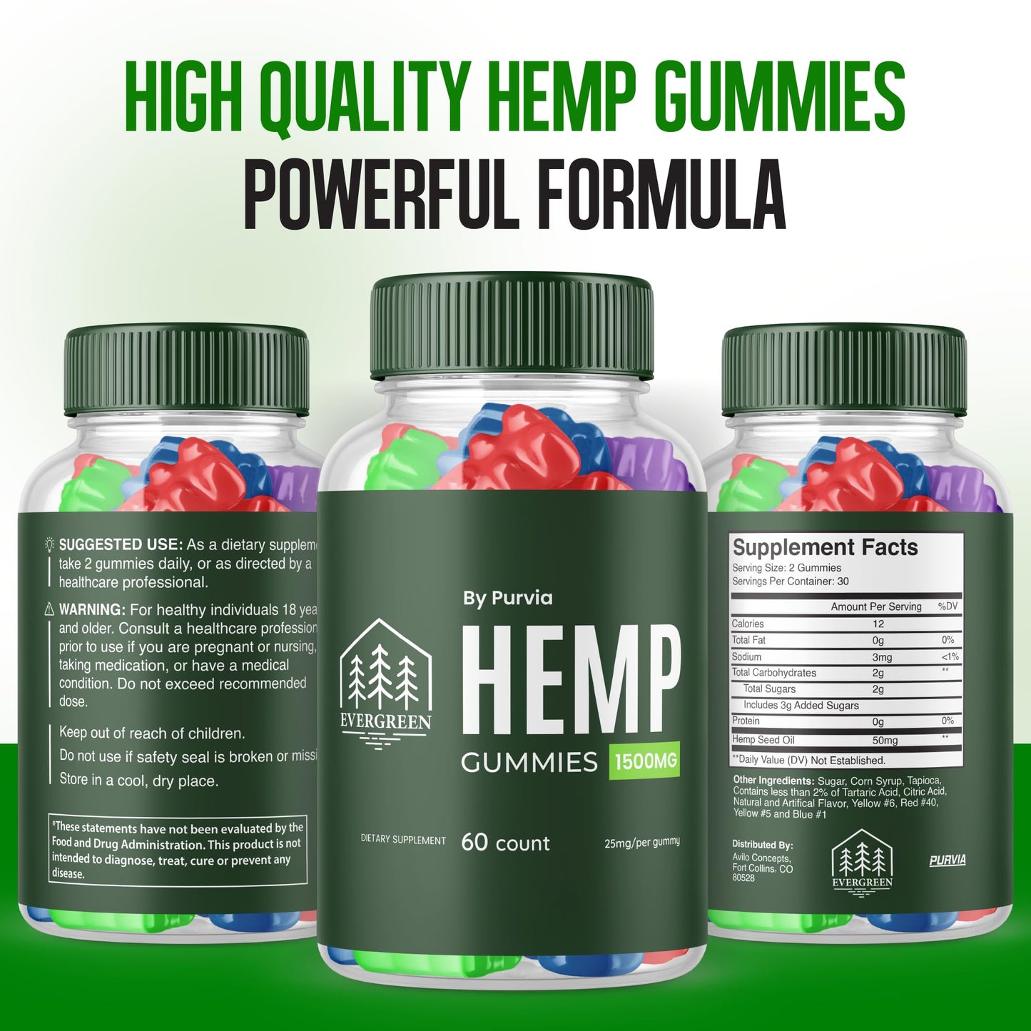 Purvia Evergreen Gummies, 180 Gummies