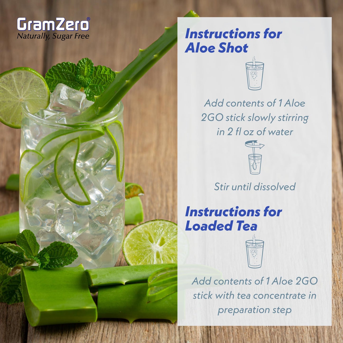 GramZero 2GO Sticks Organic Aloe Unflavored Powder, 12.7 Ounce