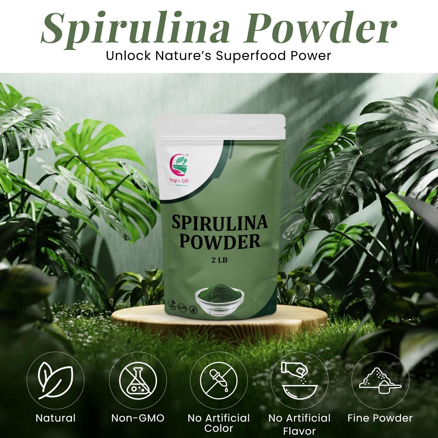 YOGI’S GIFT – Celebrating health Spirulina Powder 32 Ounce