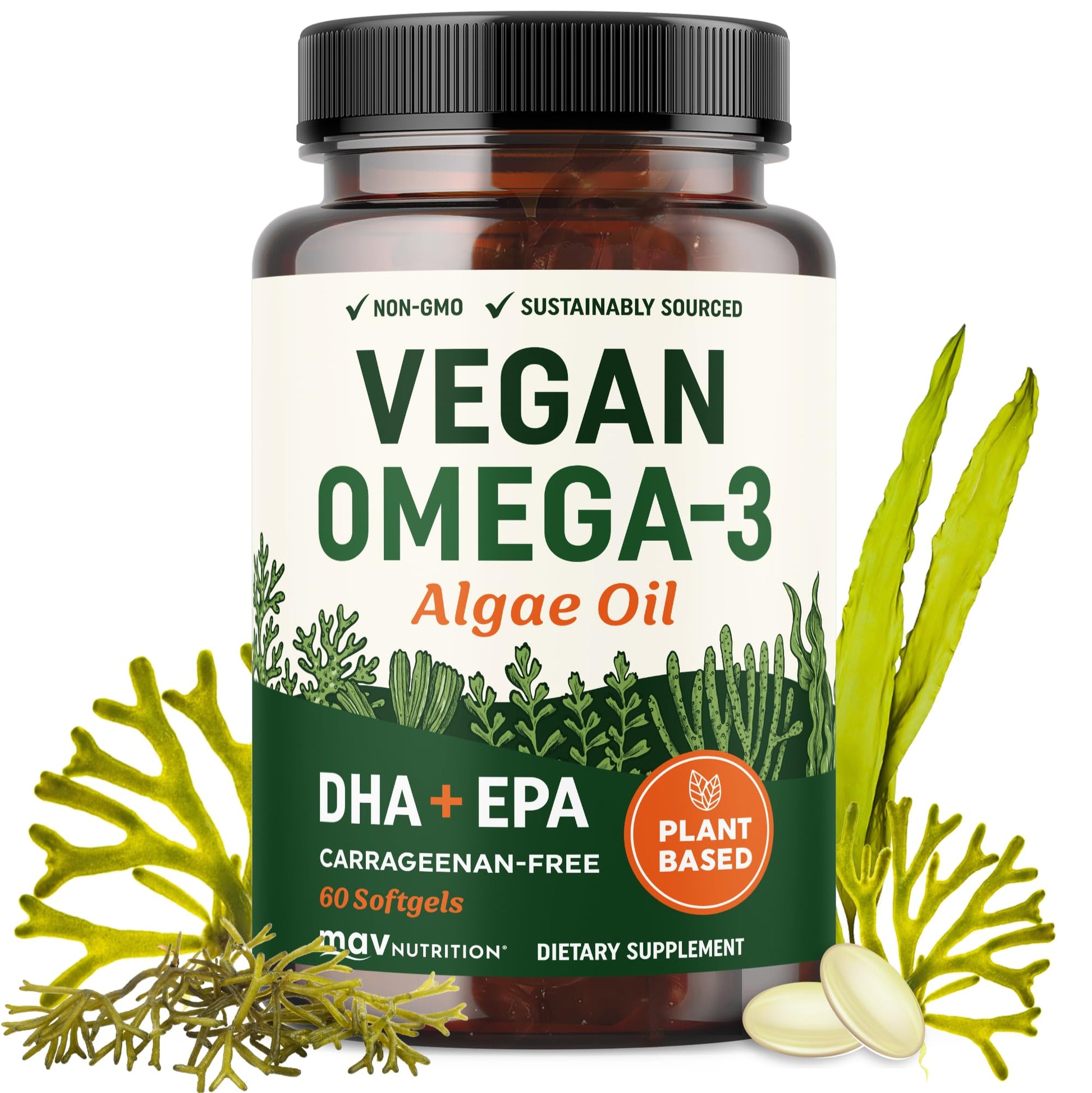 MAV NUTRITION Vegan Omega-3 Algae Oil Softgels 60