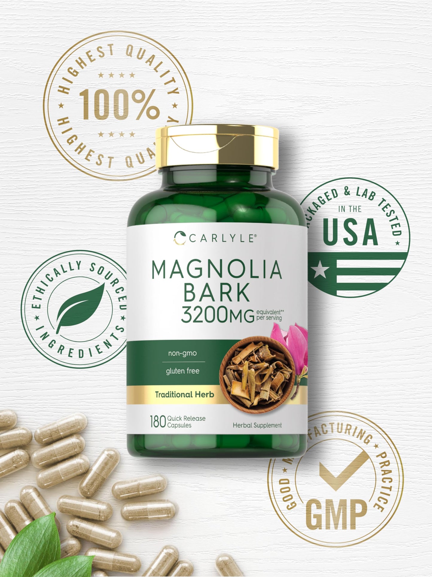 Carlyle Magnolia Bark Capsules, 180 Count