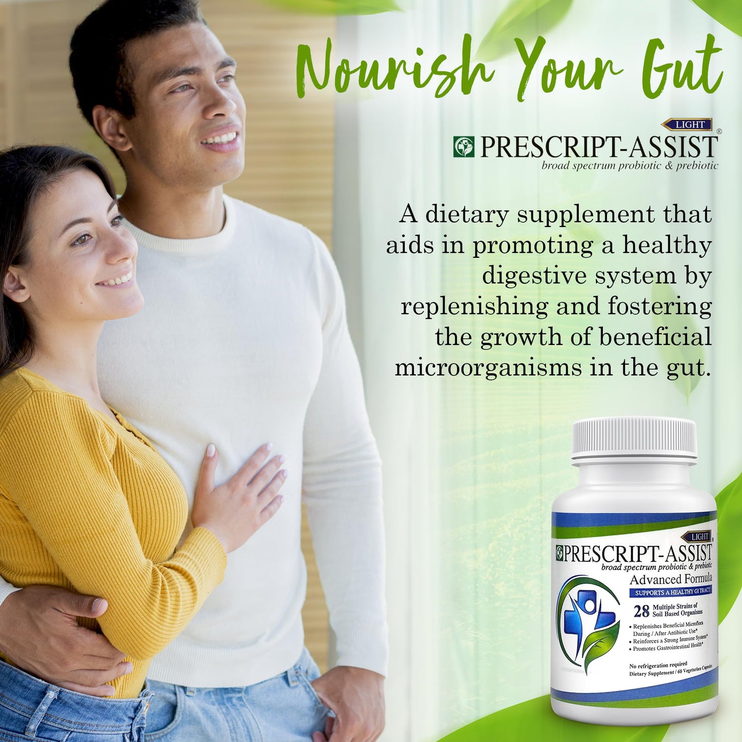 Prescript-Assist Light - 28 Strains Soil Microflora Probiotic and Prebiotic Capsules, 60 Capsules