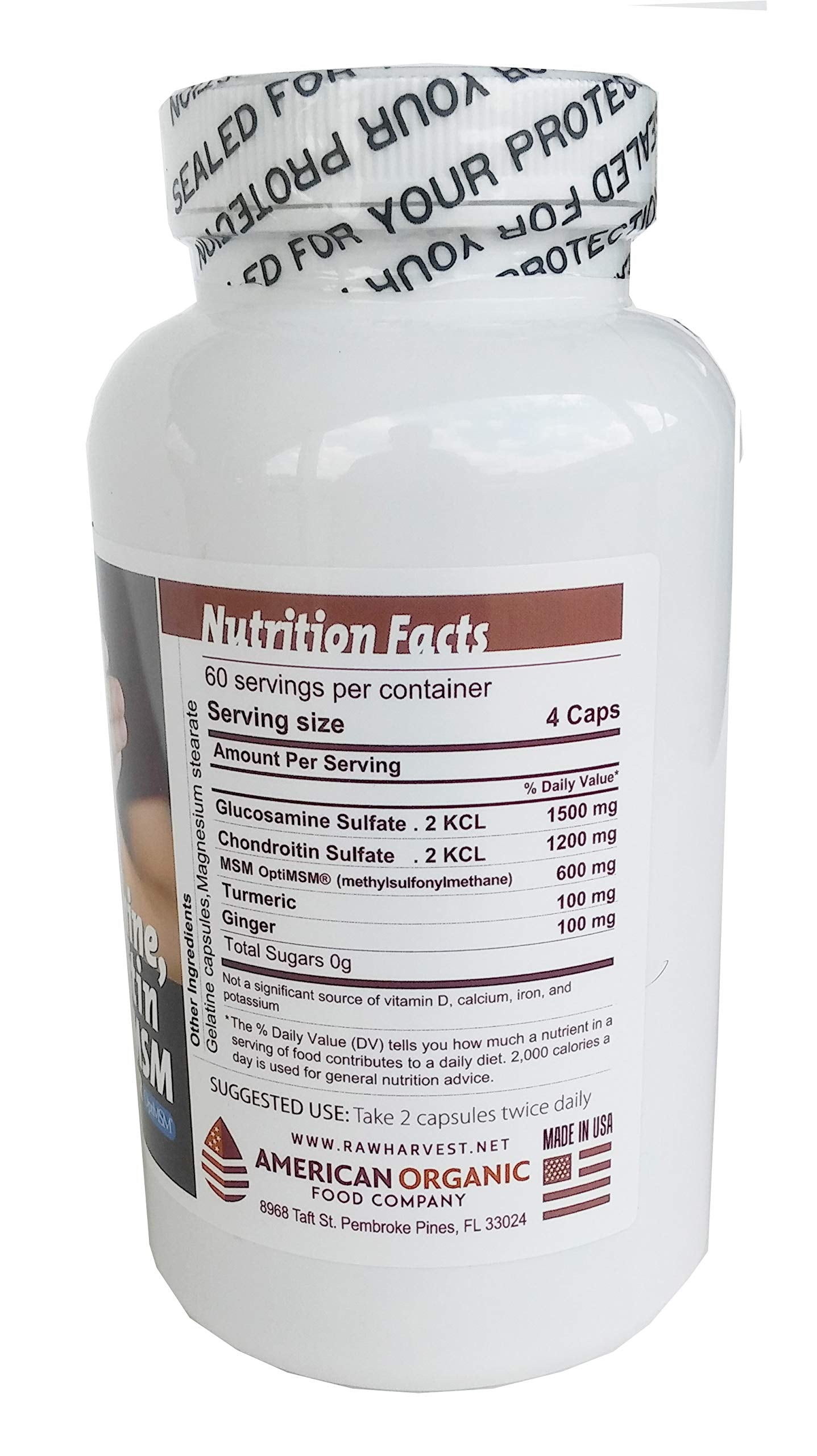 RawHarvest Glucosamine & Chondroitin with MSM, Turmeric, Ginger Capsules 240