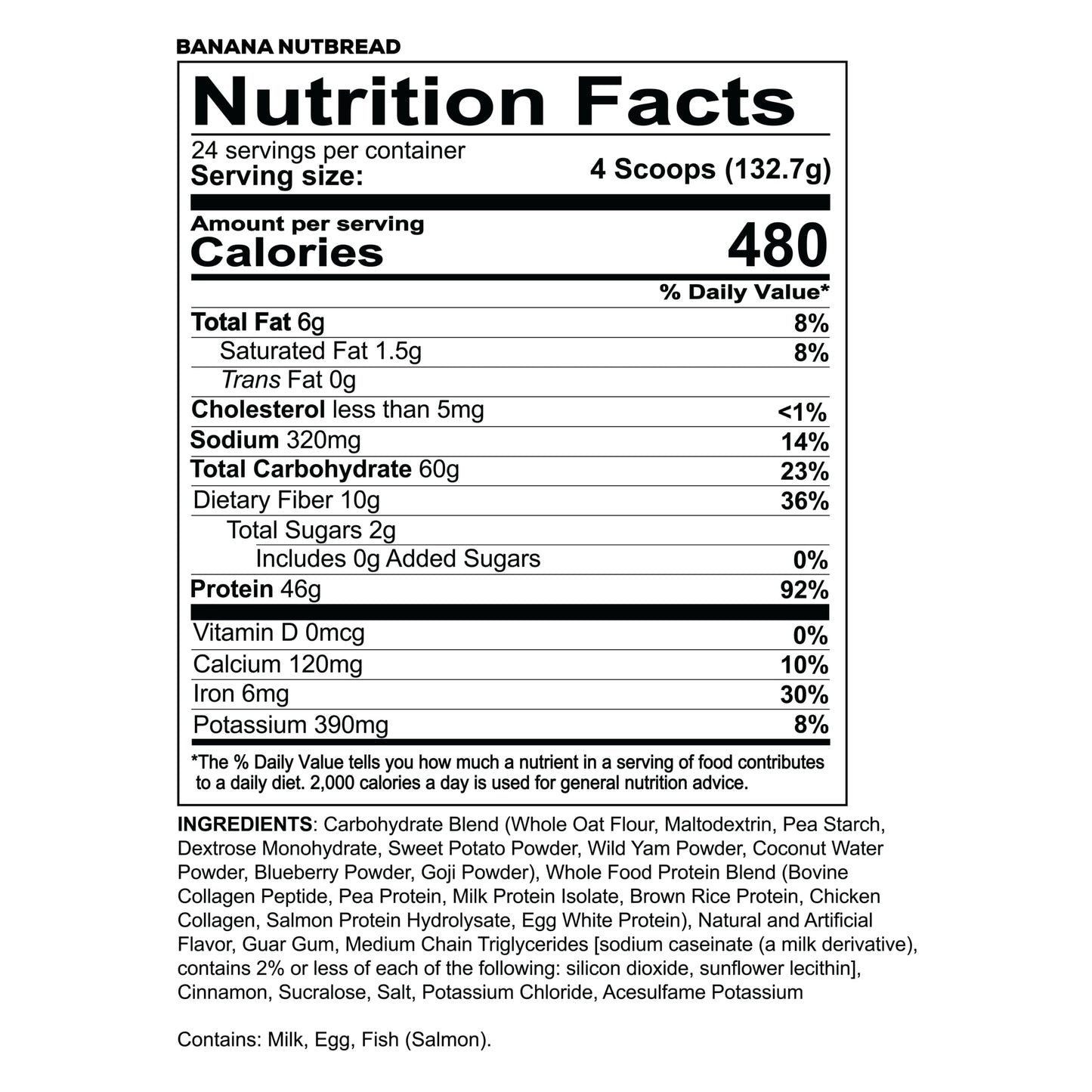 REDCON1 MRE Whole Food Protein Powder Banana Nut Bread, 24 Servings
