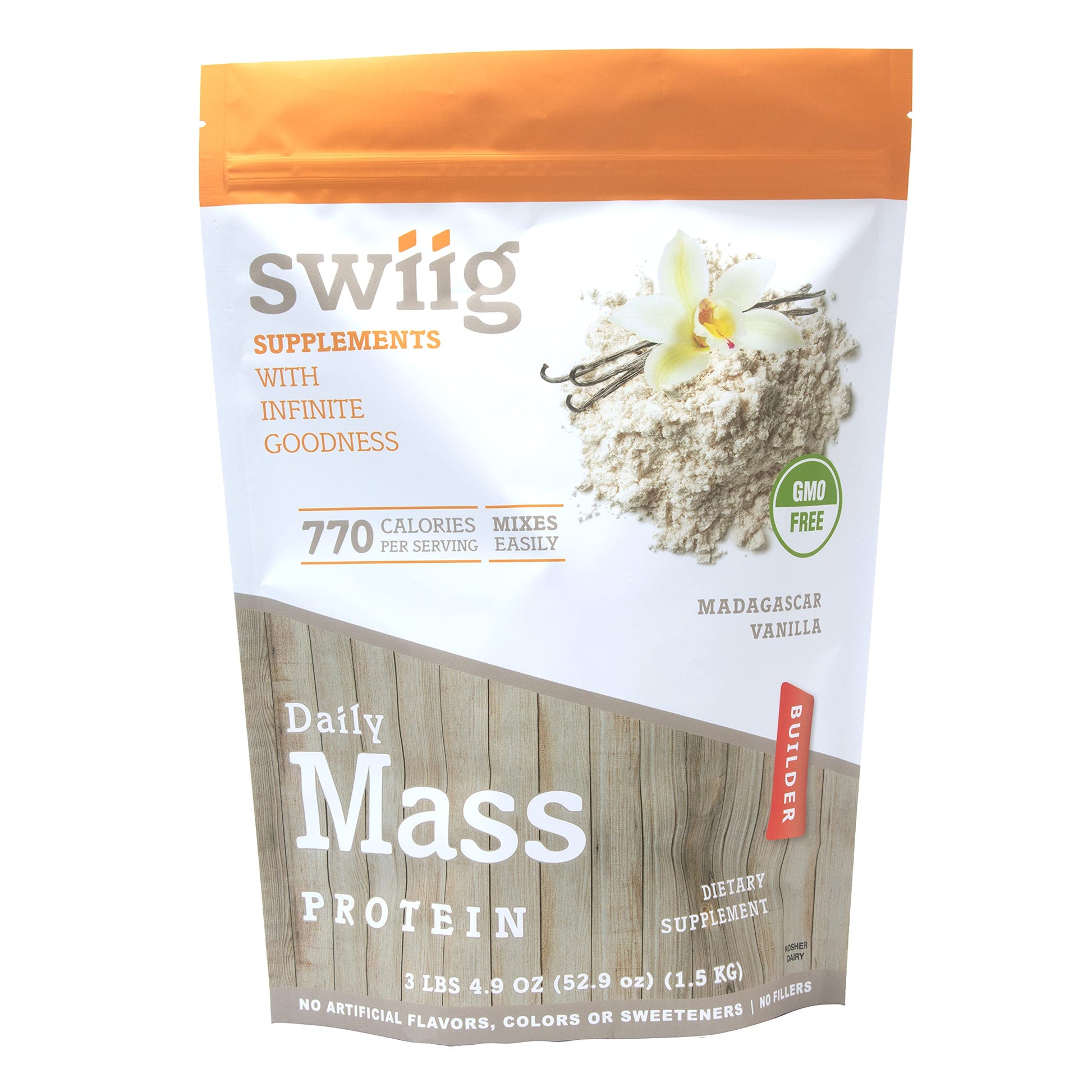 Swiig Mass Builder Protein Powder, Madagascar Vanilla, 52.8 oz