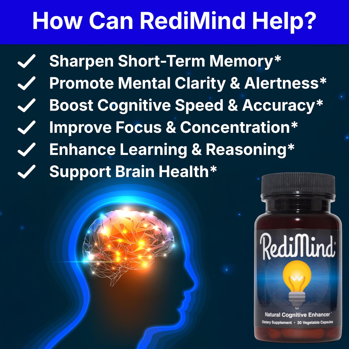 RediMind Natural Cognitive Enhancement Supplement Capsules, 30 Count