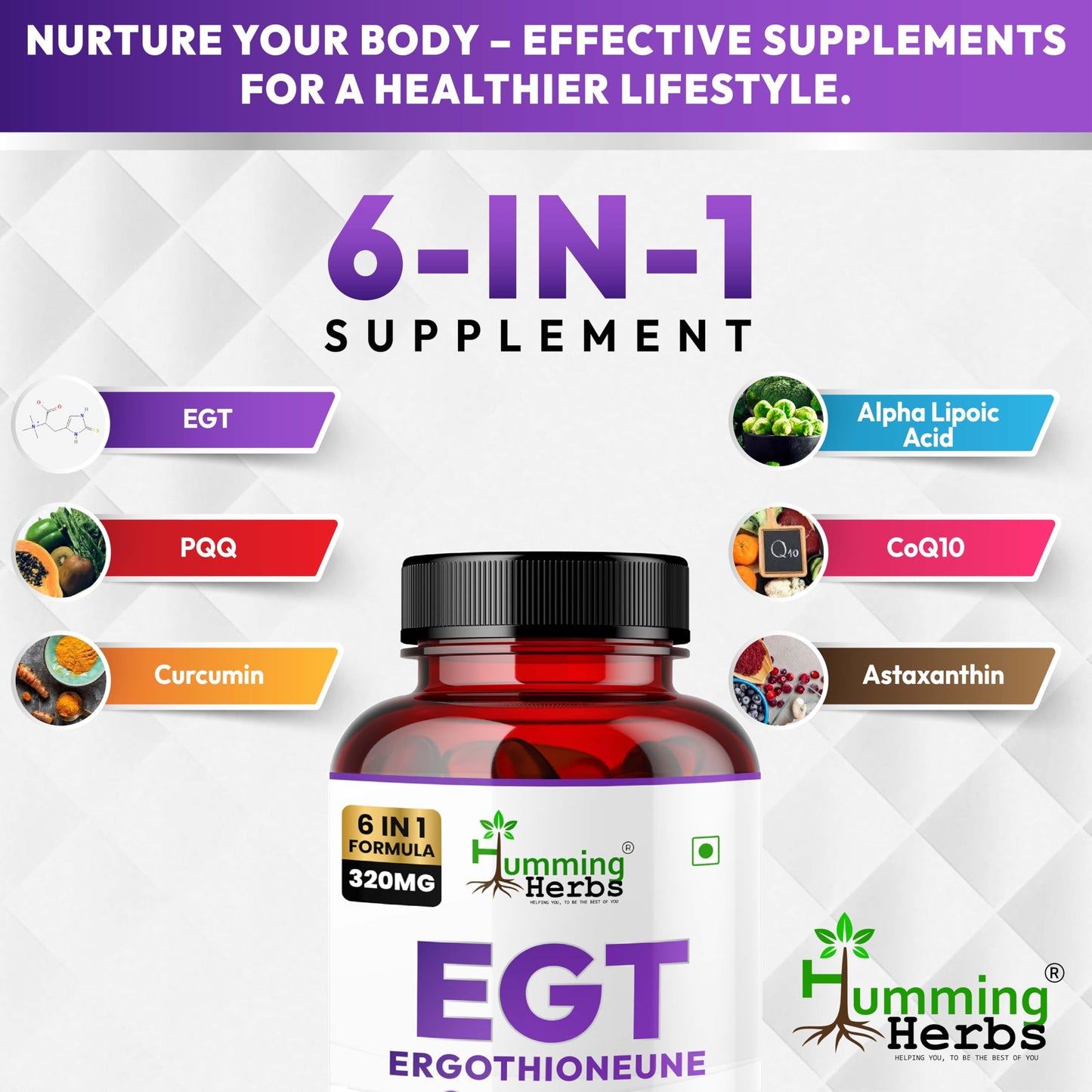 Humming Herbs EGT Supplement Capsule 60 Veg Caps