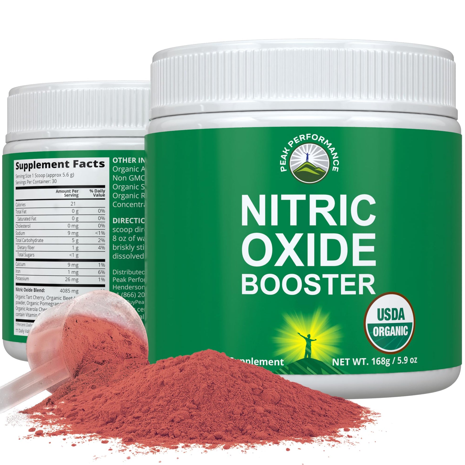 Peak Performance USDA Organic Plant Based Nitric Oxide Booster Powder 5.9 Ounce