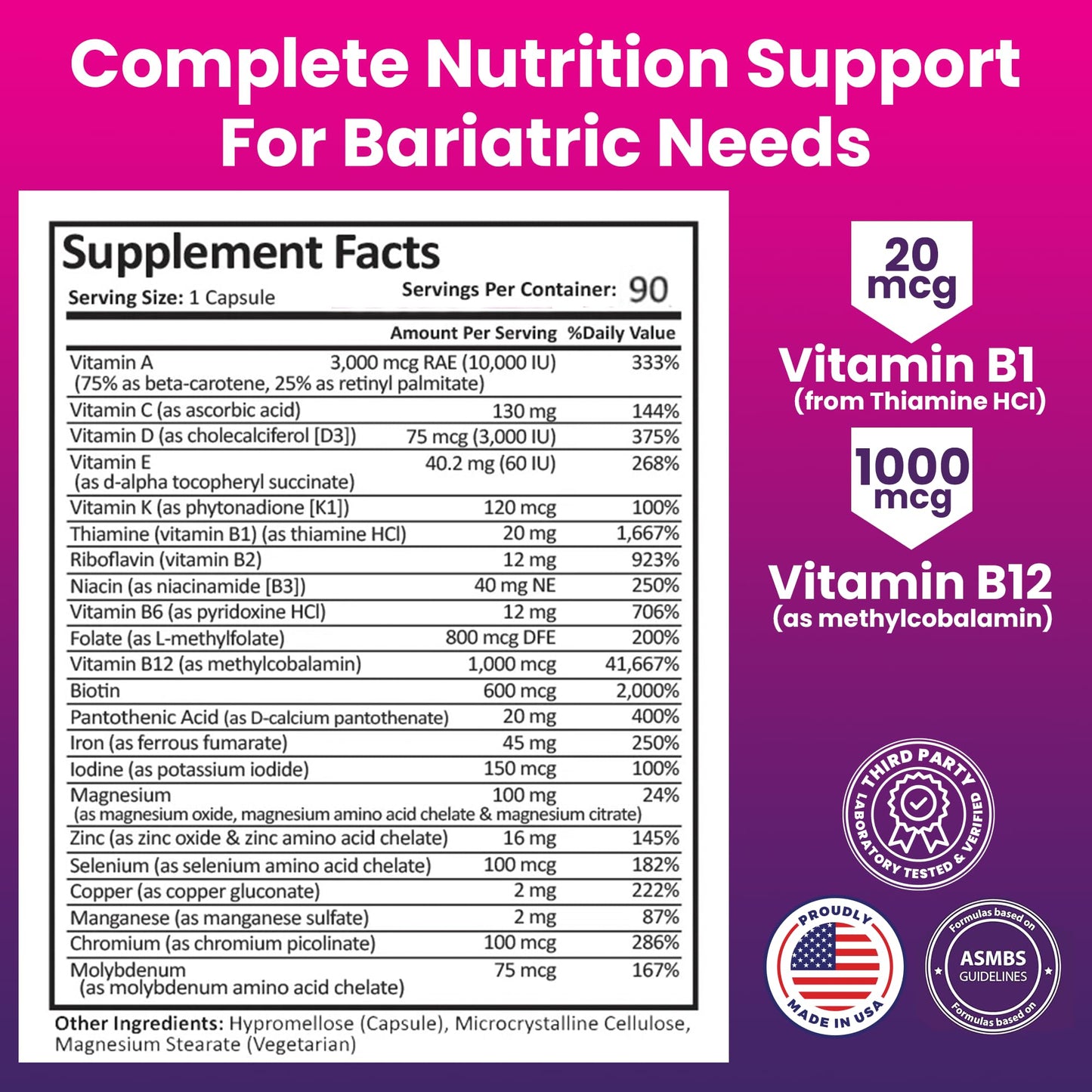 ProCare Health Bariatric Multivitamin 45mg Iron Capsule, 90 Count