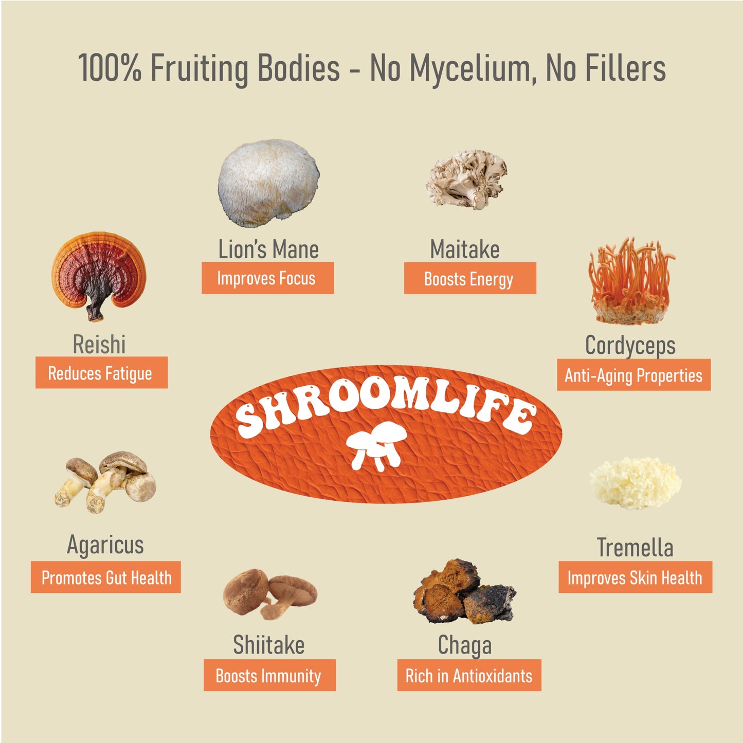 ShroomLife Premium 8 Mushroom Blend Powder, 8 Ounce