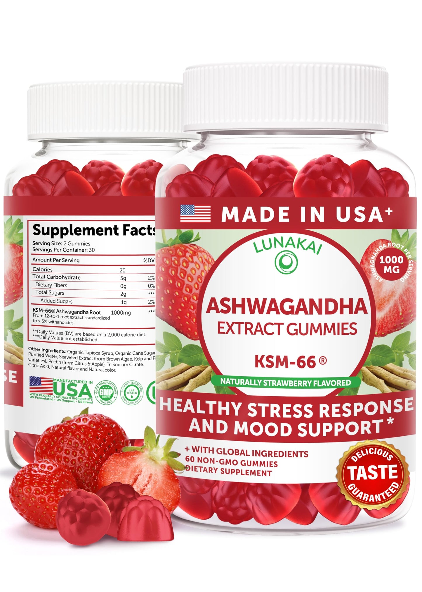 Lunakai KSM-66 Ashwagandha Gummies, 60 Count