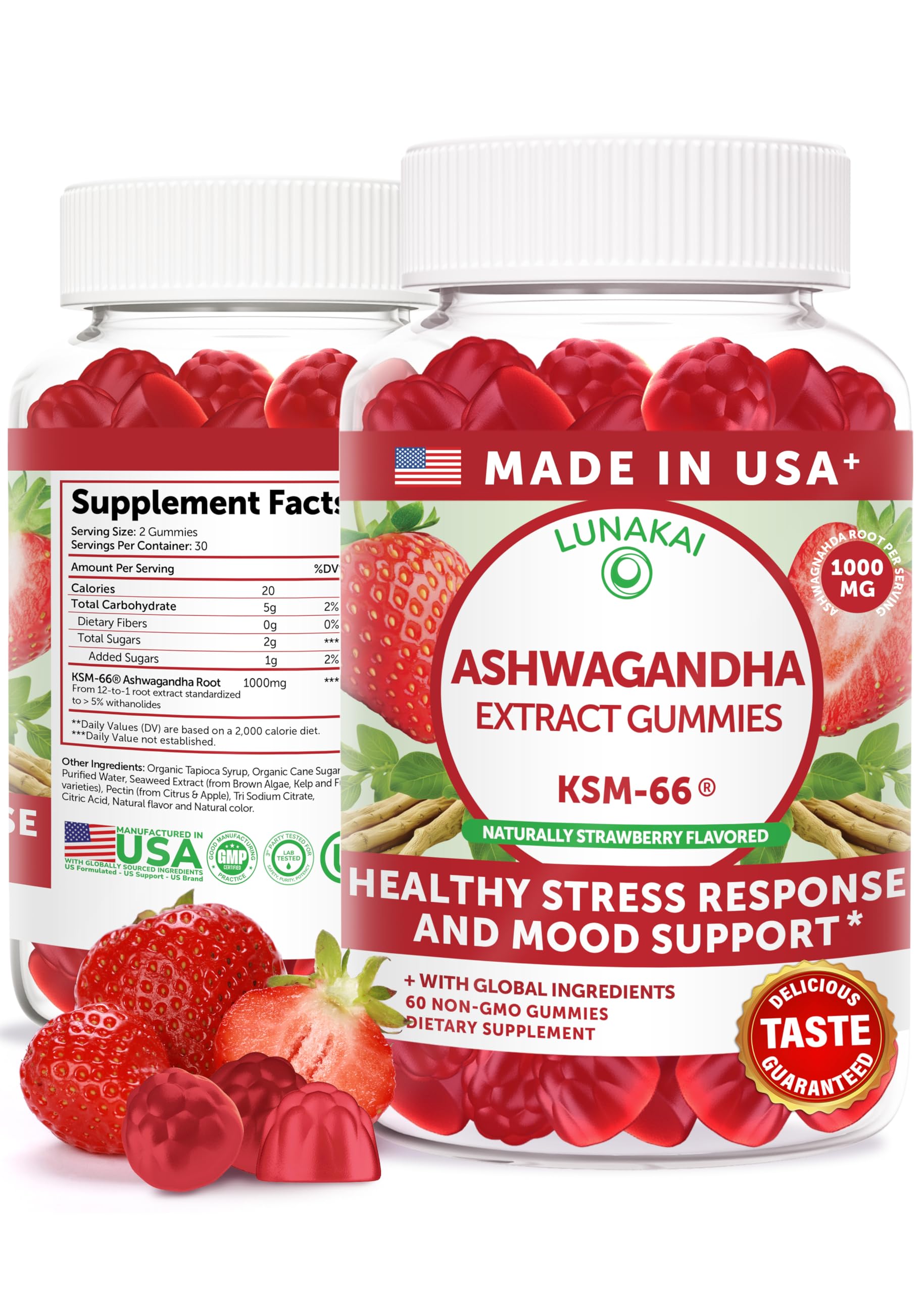 Lunakai KSM-66 Ashwagandha Gummies, 60 Count