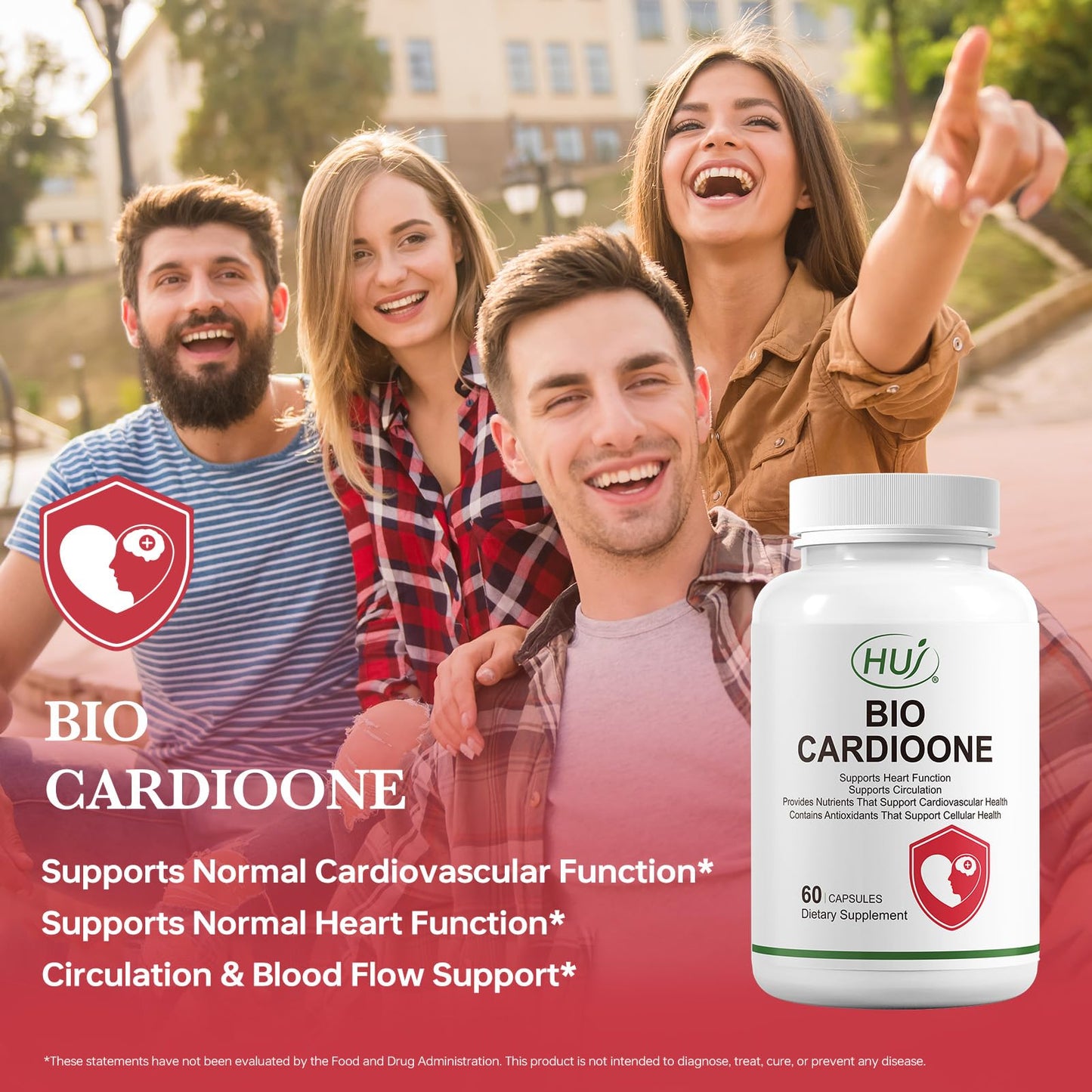 HUJ BIO CARDIOONE - 14 in 1 Formula with Nattokinase, L-Arginine, L-Citrulline & Black Garlic Extract - Vascular Health, Circulation and Blood Flow Support 60 Capsules