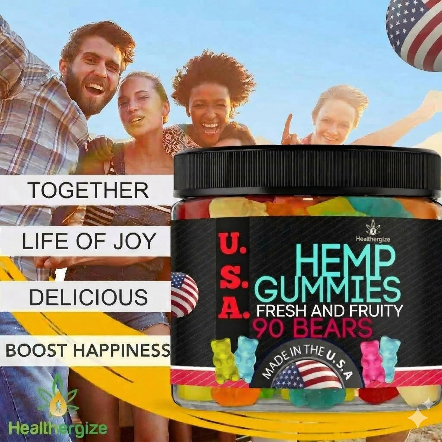 Healthergize Hemp Gummies for Sleep and Calm, 90 Count