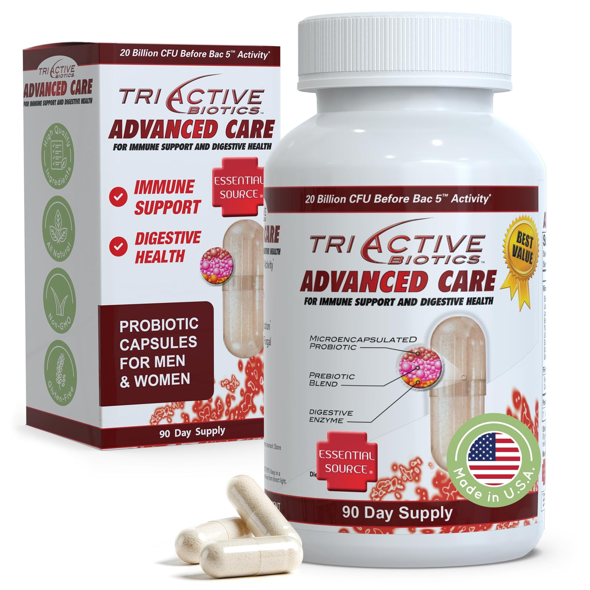 Essential Source TriActive Biotics Advanced Care Probiotics 90 Capsules