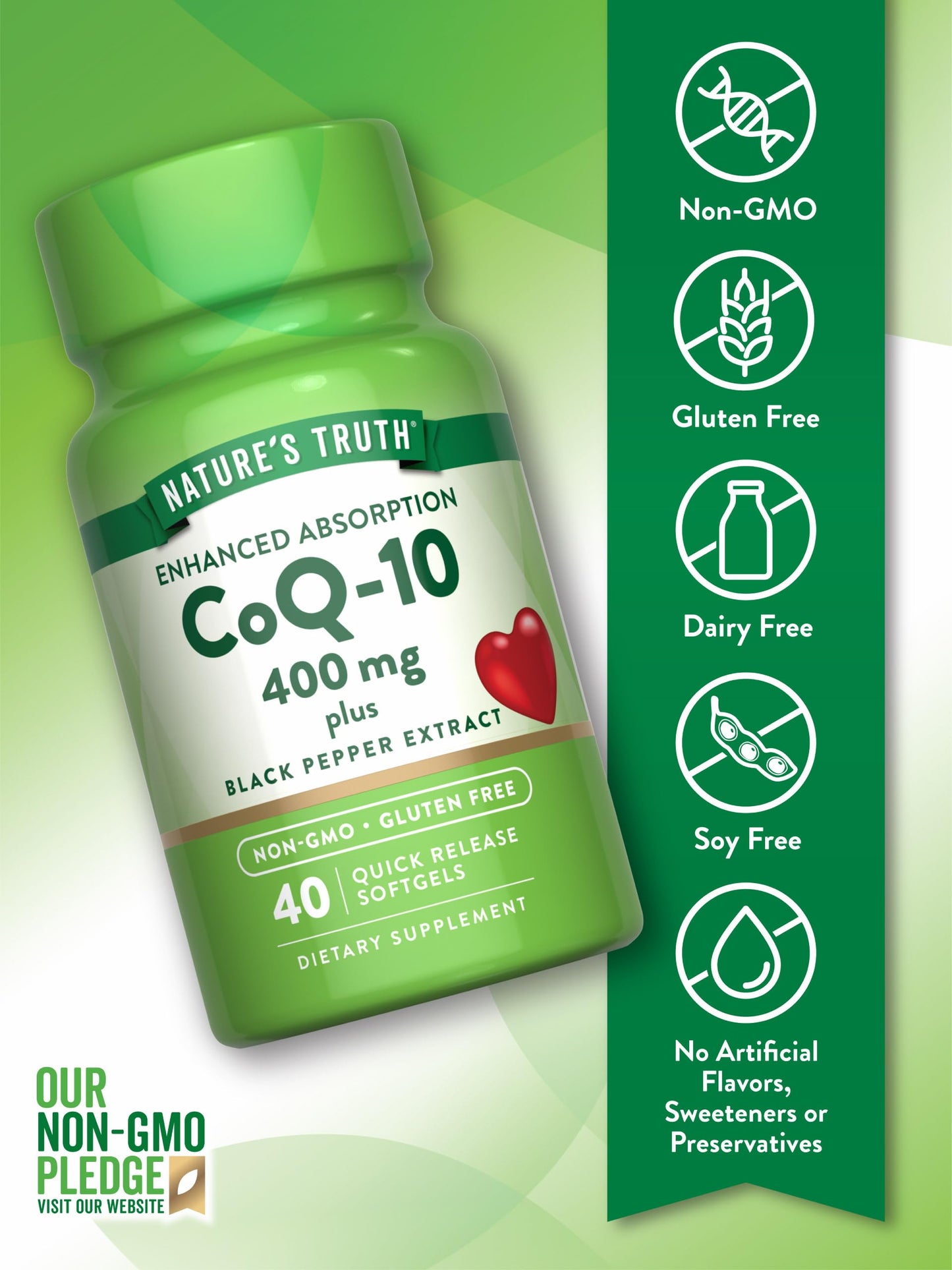 Nature's Truth CoQ10 400mg Softgels, 40 Count