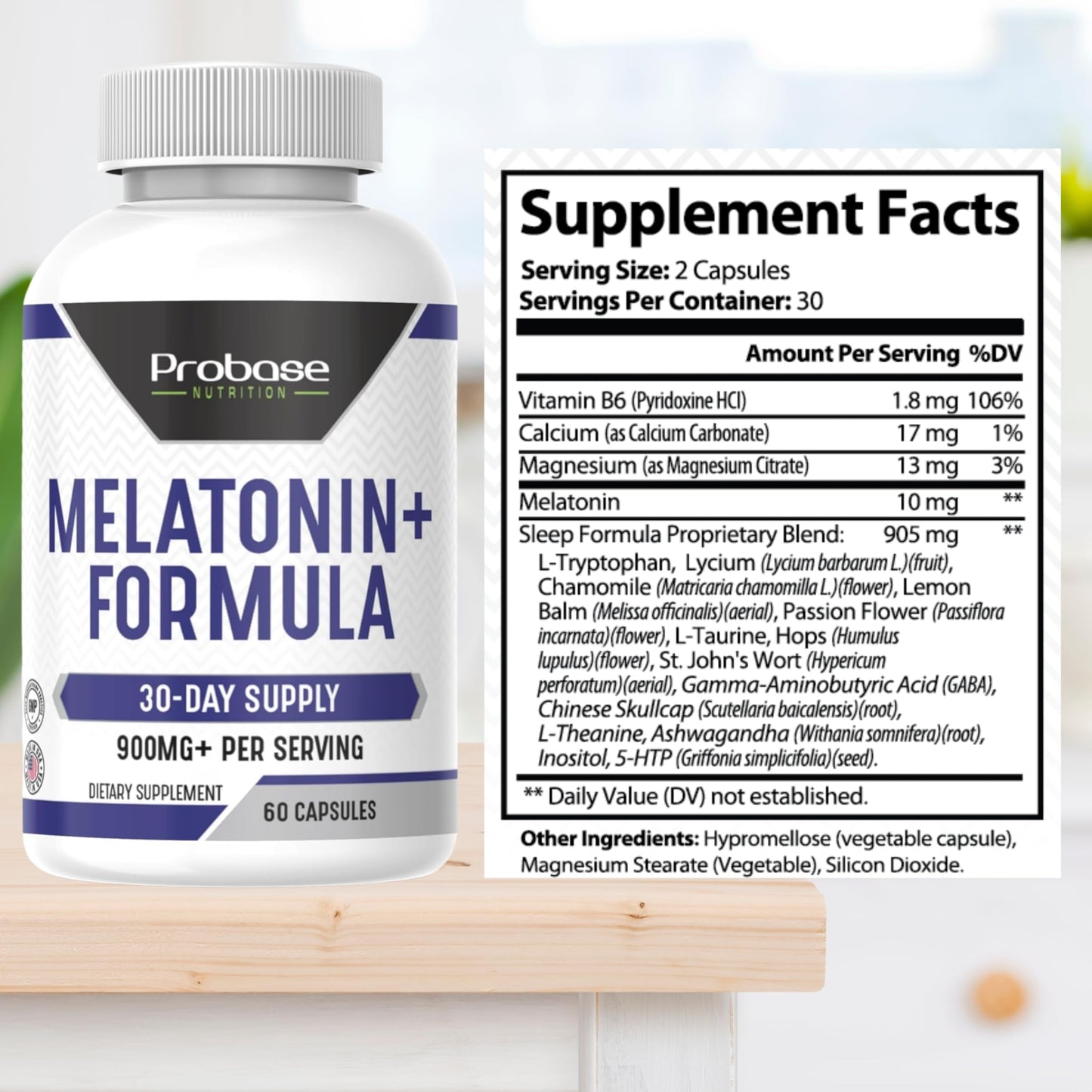 Probase Nutrition Melatonin+ Formula Capsules, 60 Count