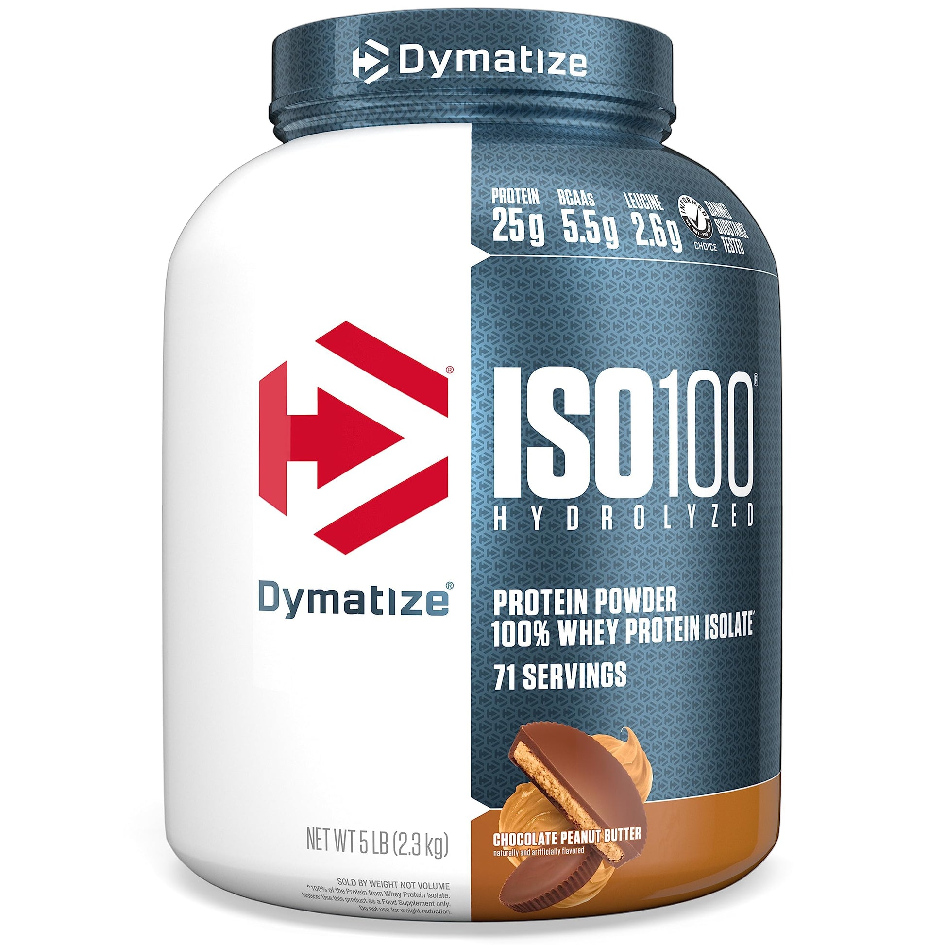 Dymatize ISO100 Whey Protein Isolate Powder Chocolate Peanut Butter 5 lb