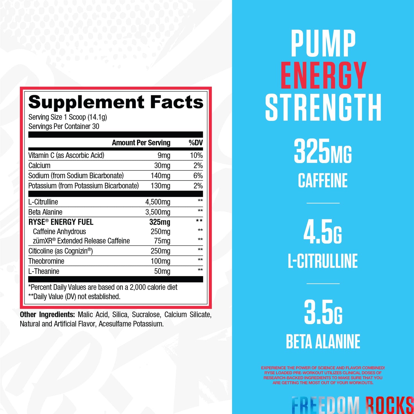 RYSE Up Supplements Loaded Pre Workout Powder 15 Servings