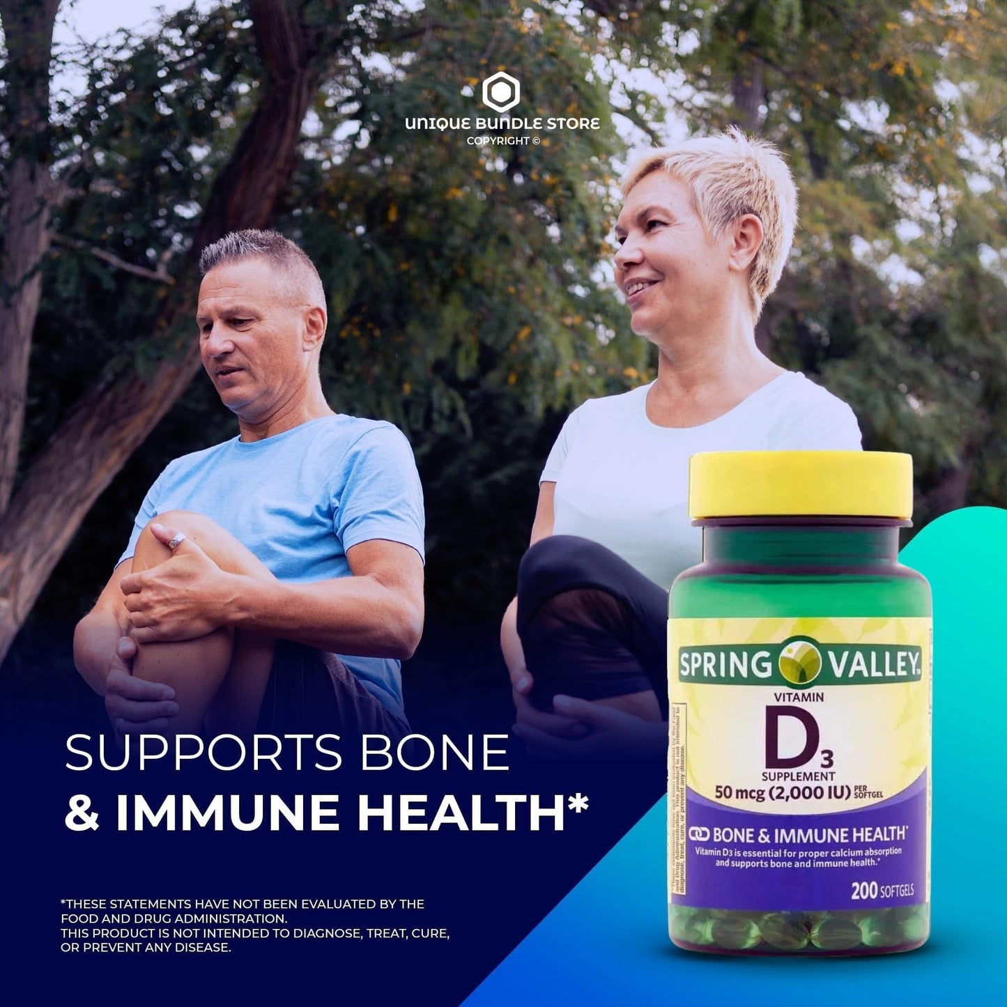 Unique Bundle Store Vitamin D3 50 mcg (2000IU) Softgels 600