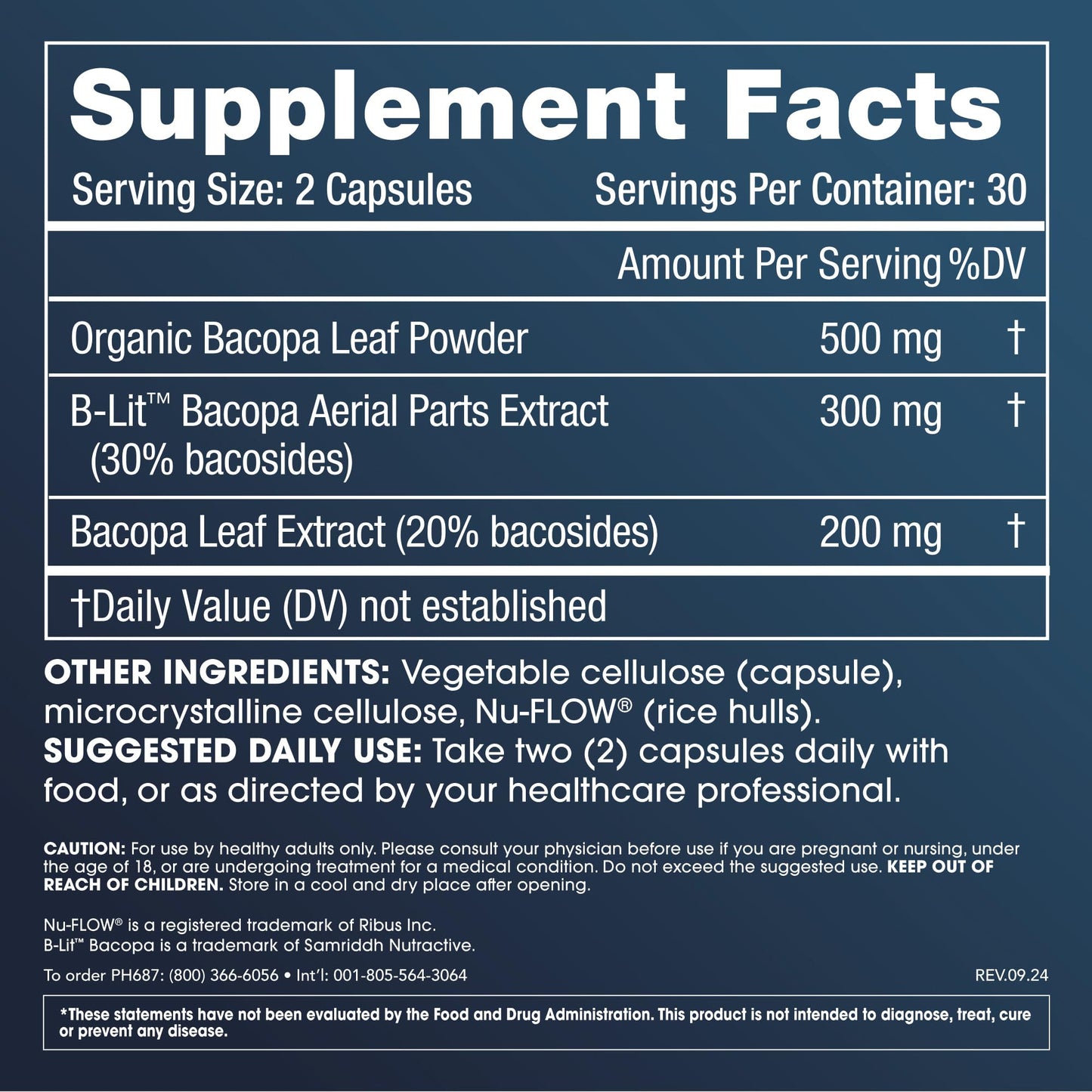 ProHealth Full Spectrum Bacopa 1000 mg Capsule, 60 Count