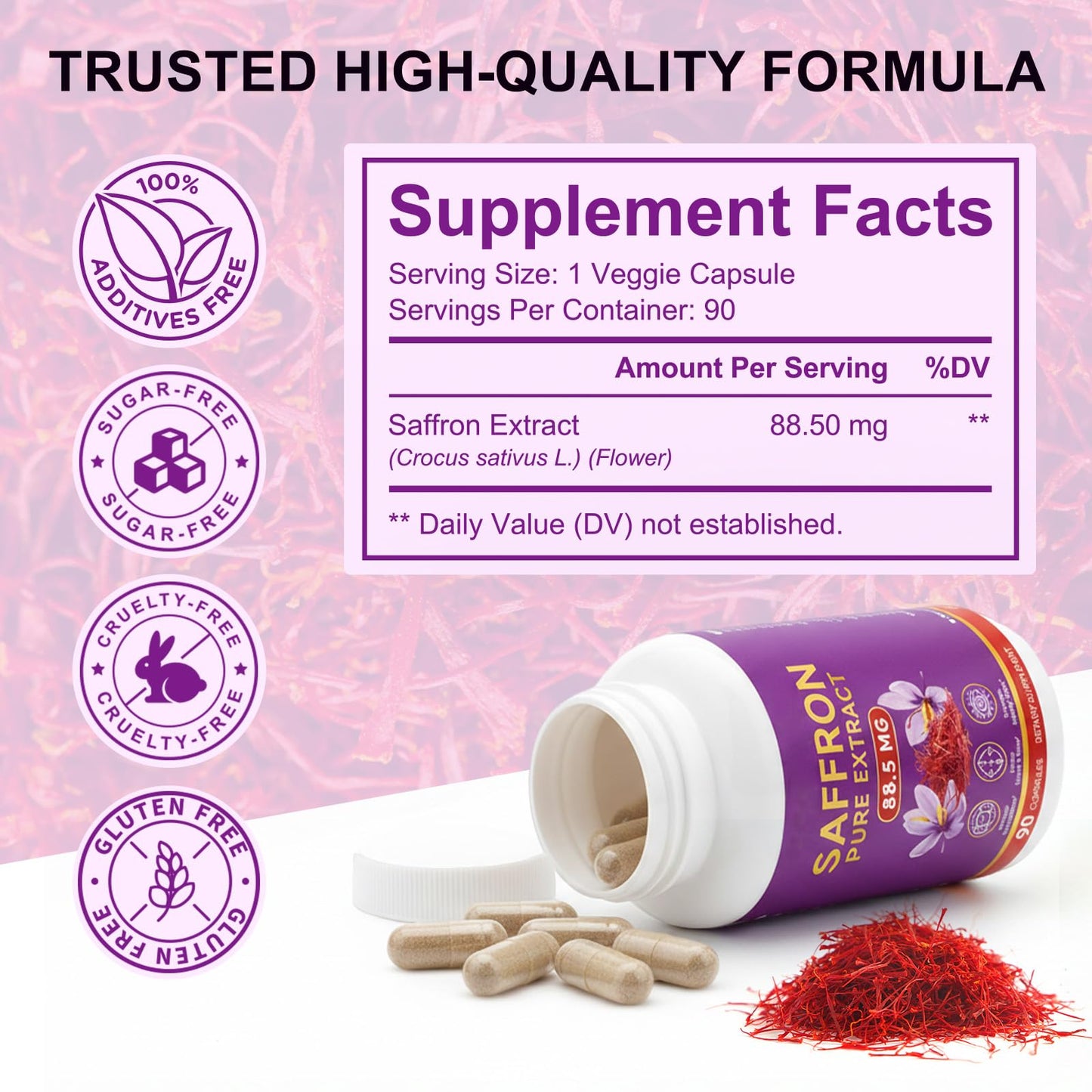 Ruduwu Saffron Softgels with Organic Saffron Extract – Focus, Vision, Energy Support – Eye Health for Women & Men – Non-GMO, Gluten-Free – 90 Count
