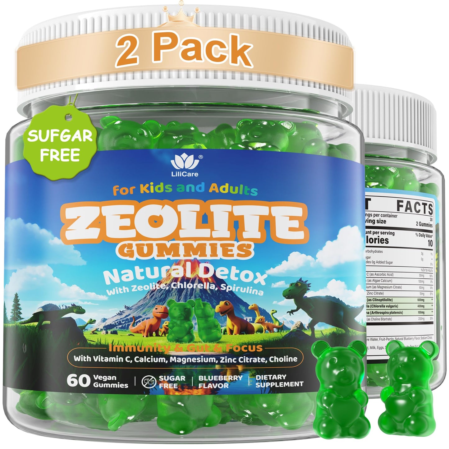 LILICARE Zeolite Detox Gummies 120 Count