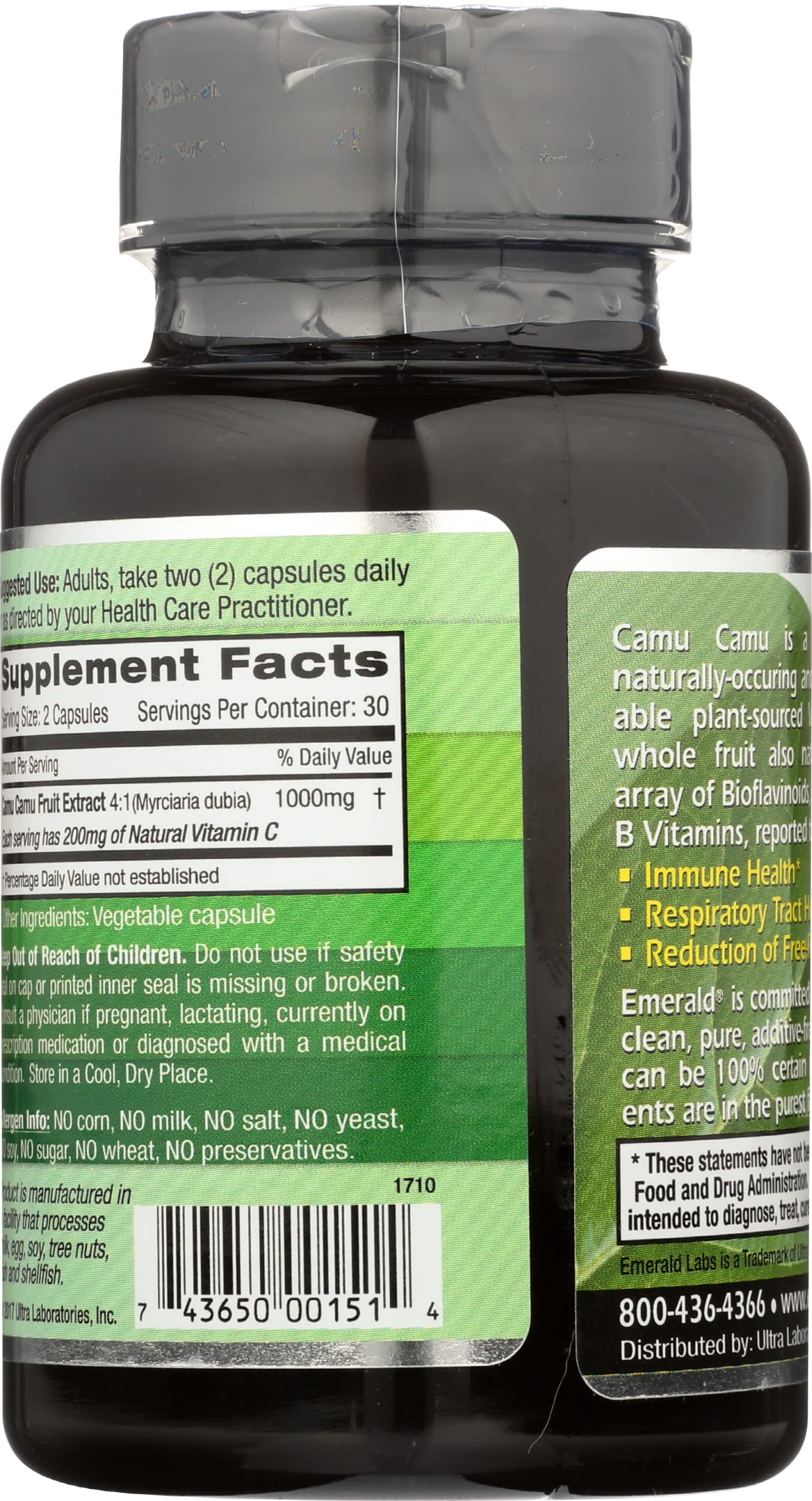 Emerald Labs Camu Camu Plant-Sourced Vitamin C, Bioflavonoids, Amino Acids & B Vitamins, 60 Capsules
