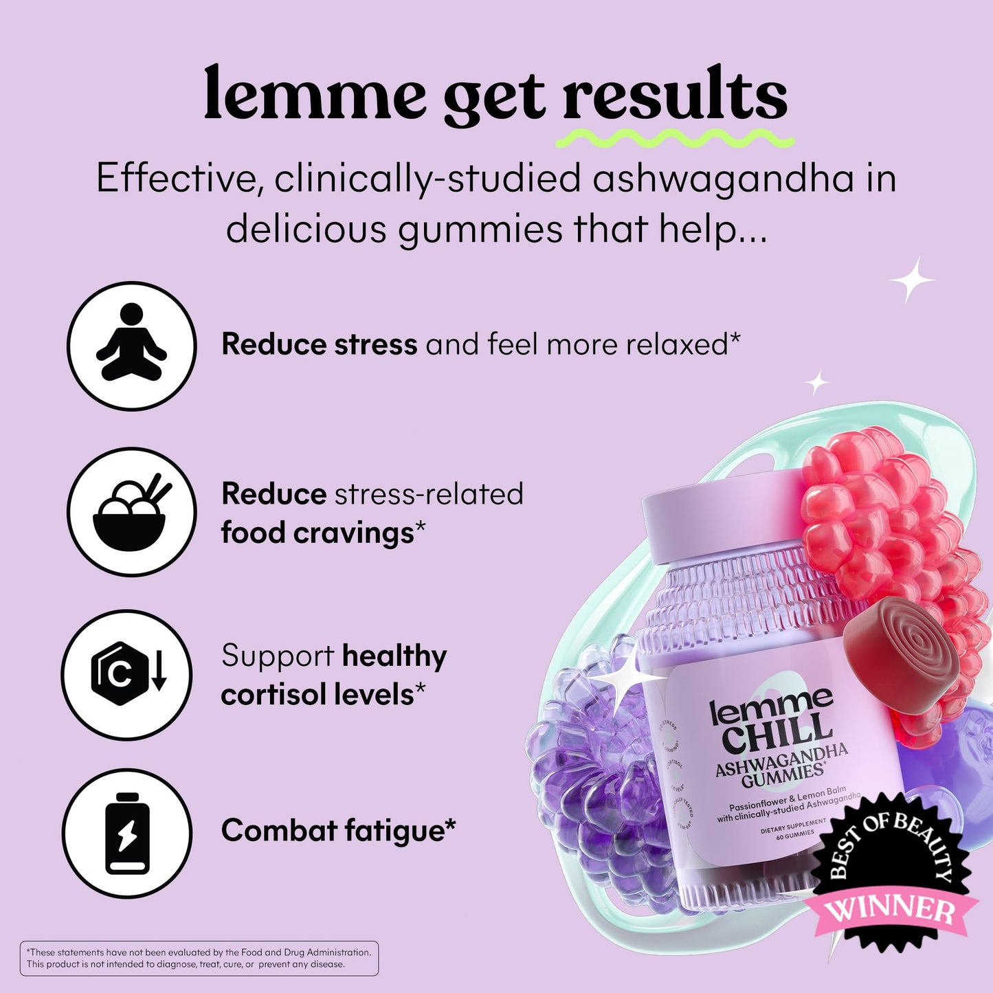 Lemme Chill Stress Relief Gummies, 60 Count