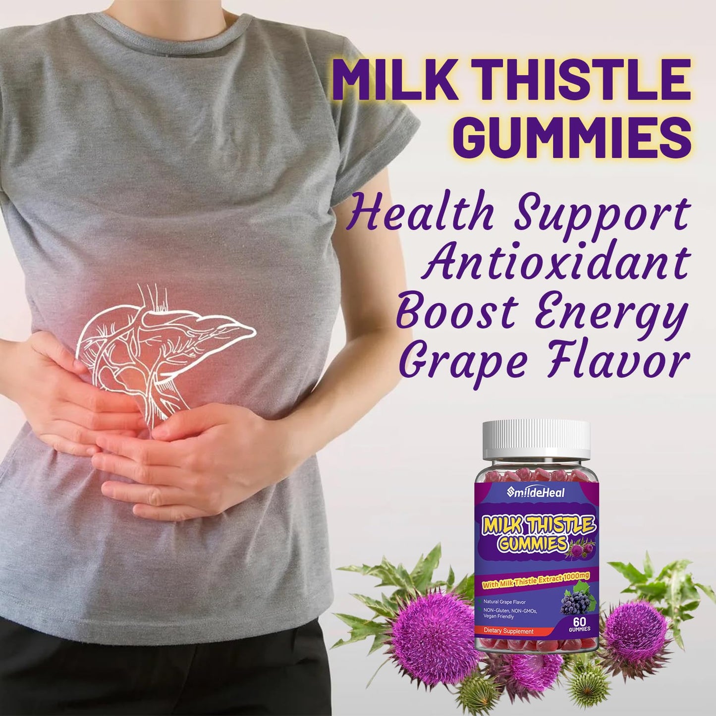 SmildeHeal Milk Thistle Gummies 60 Count