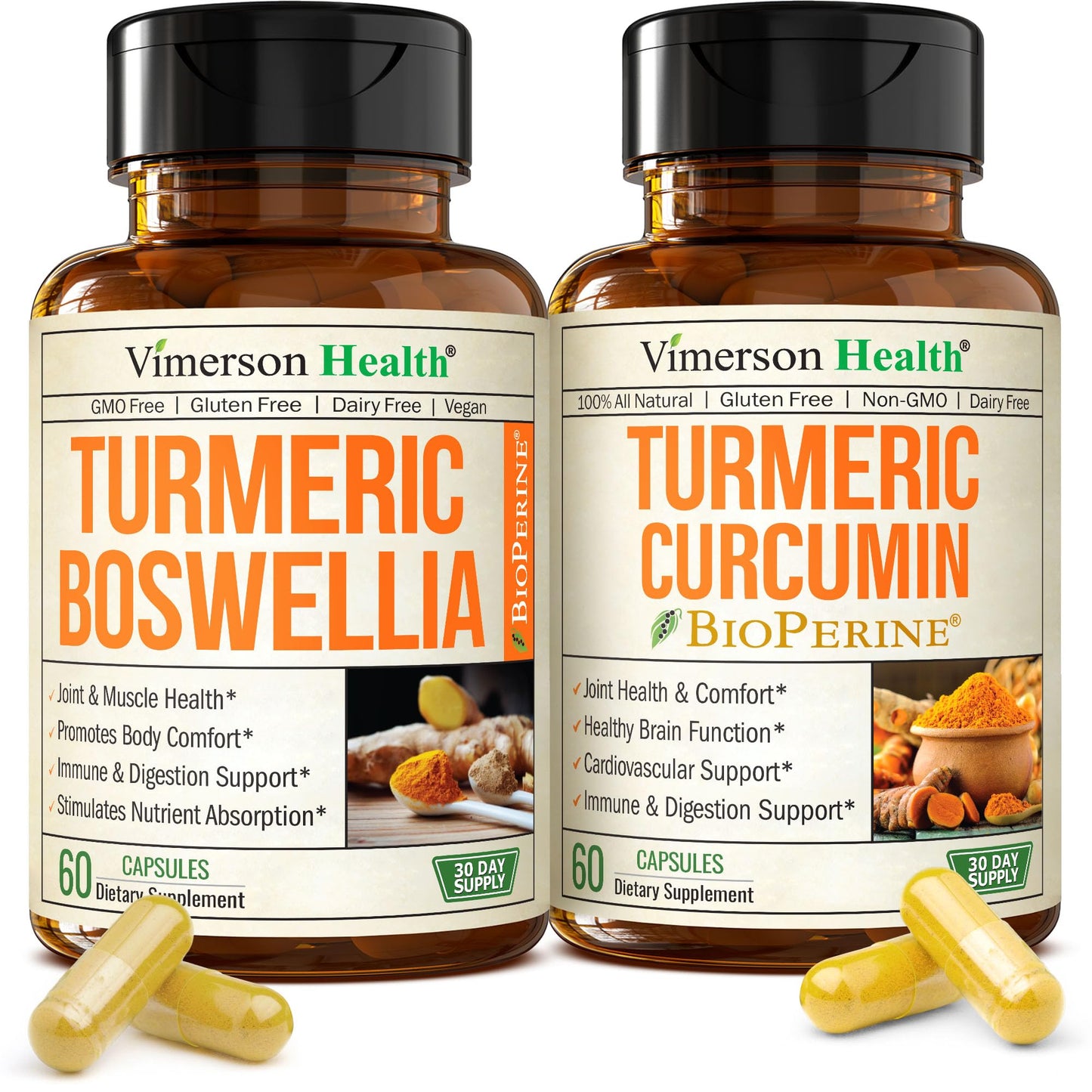 Vimerson Health Turmeric Boswellia + Turmeric Curcumin Supplement Capsule 120 Count