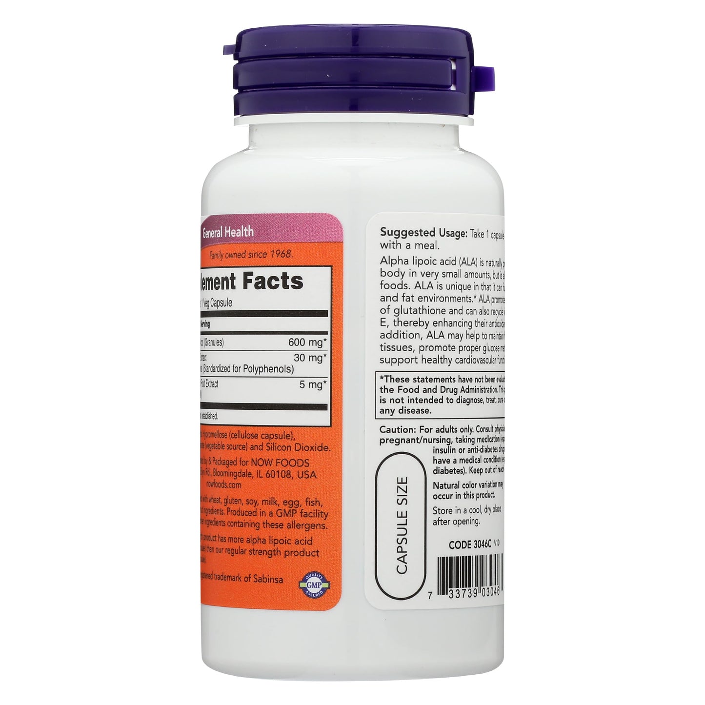 NOW Foods Alpha Lipoic Acid 600mg Capsules, 60 Count