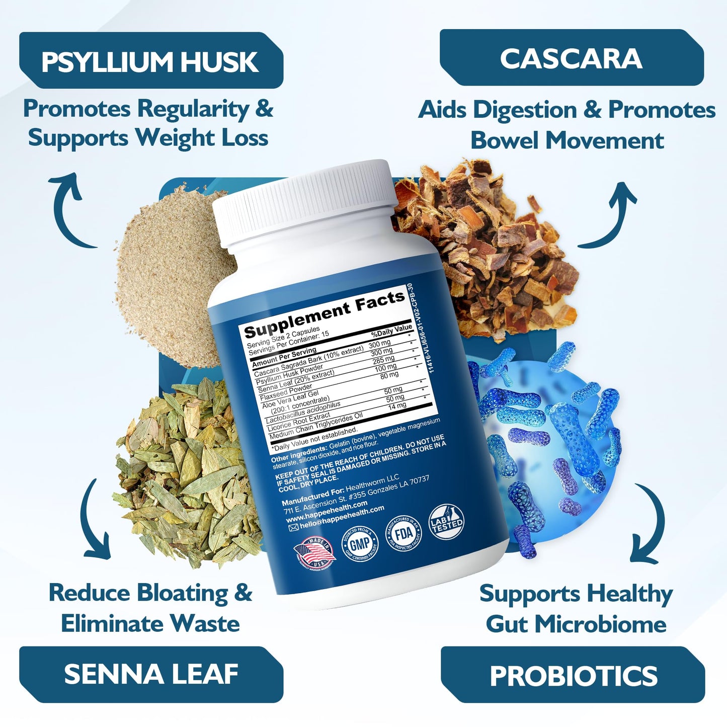Happee Colon Cleanser & Detox for Weight Loss Support Capsules, 30 Count