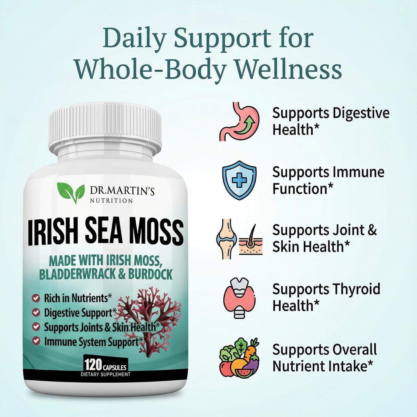 DR. MARTIN'S NUTRITION Irish Sea Moss Capsules, 120 Count