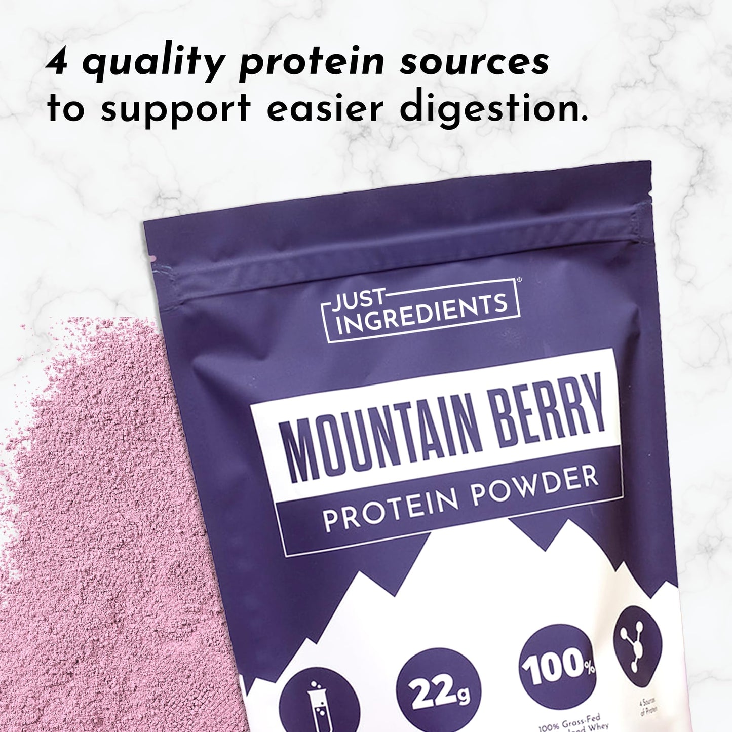 JUST INGREDIENTS Mountain Berry Protein Powder 25 Servings