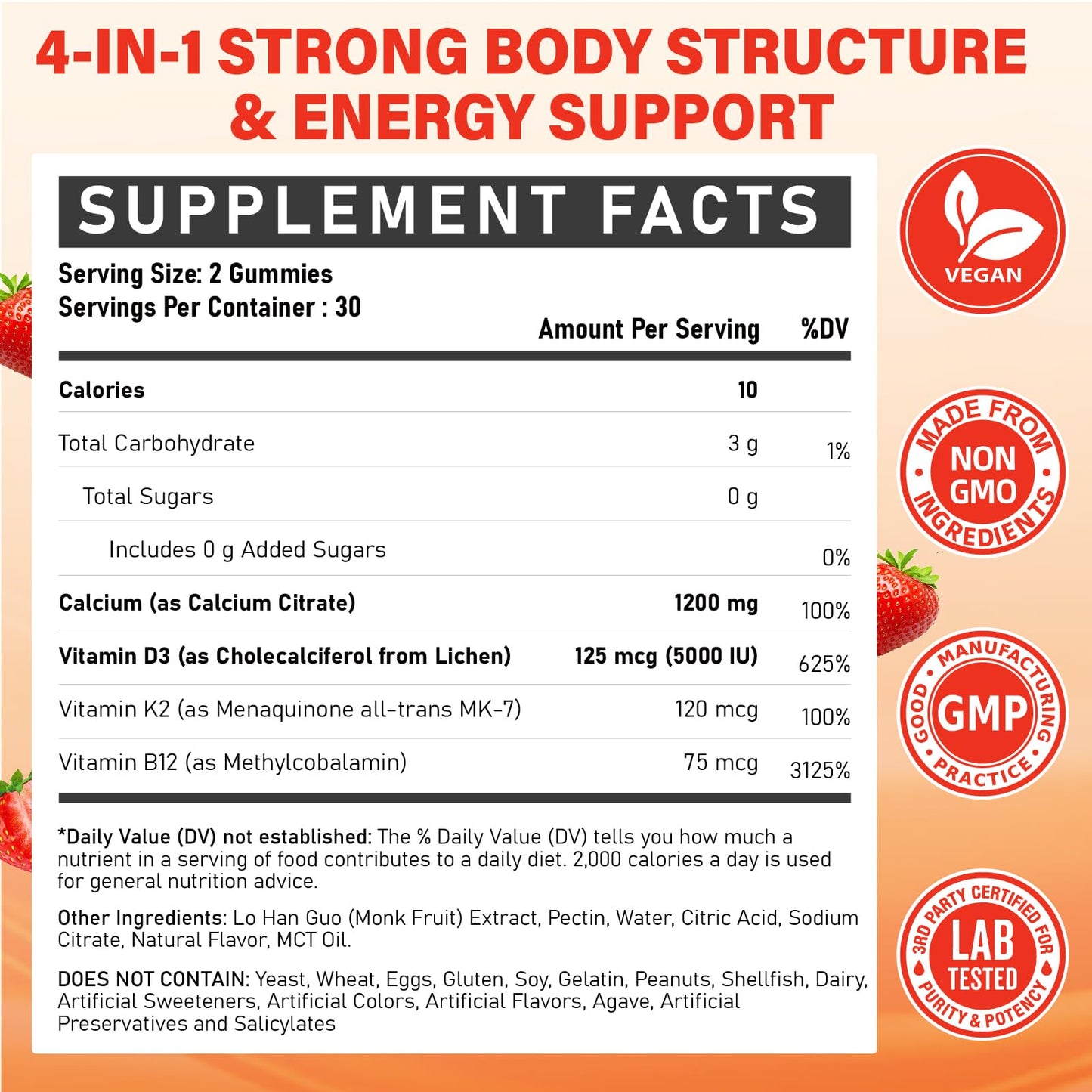 ZEGBALP Calcium 1200 mg with Vitamin D3 Supplement for Adults Gummies, 60 Count