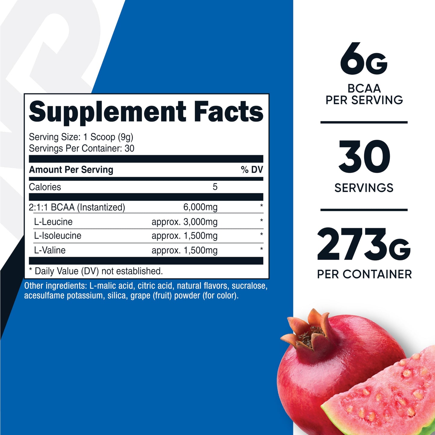 Nutricost BCAA Powder 2:1:1 Pomegranate Guava 9.8 Ounce