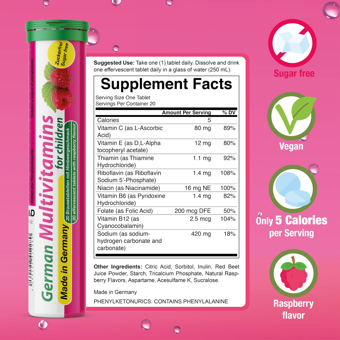 T&D German Multivitamin for Children 8 Vitamins Tablets 40 Count
